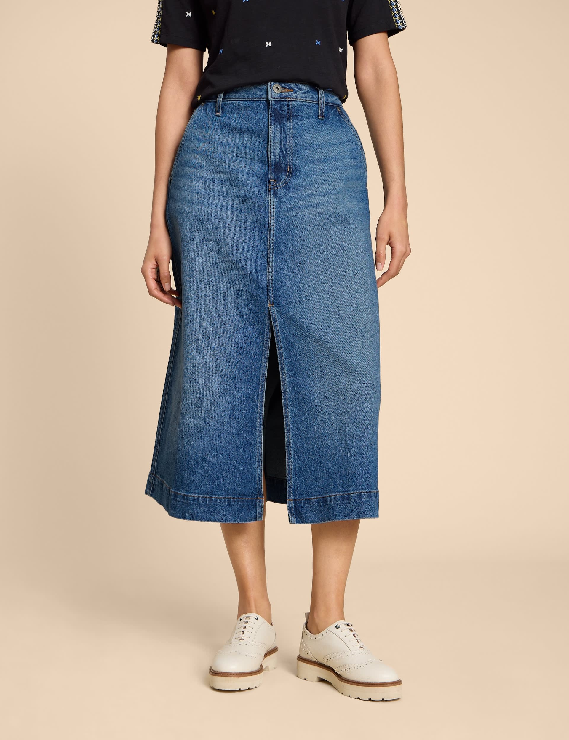 White Stuff Women's Denim Midi Skirt