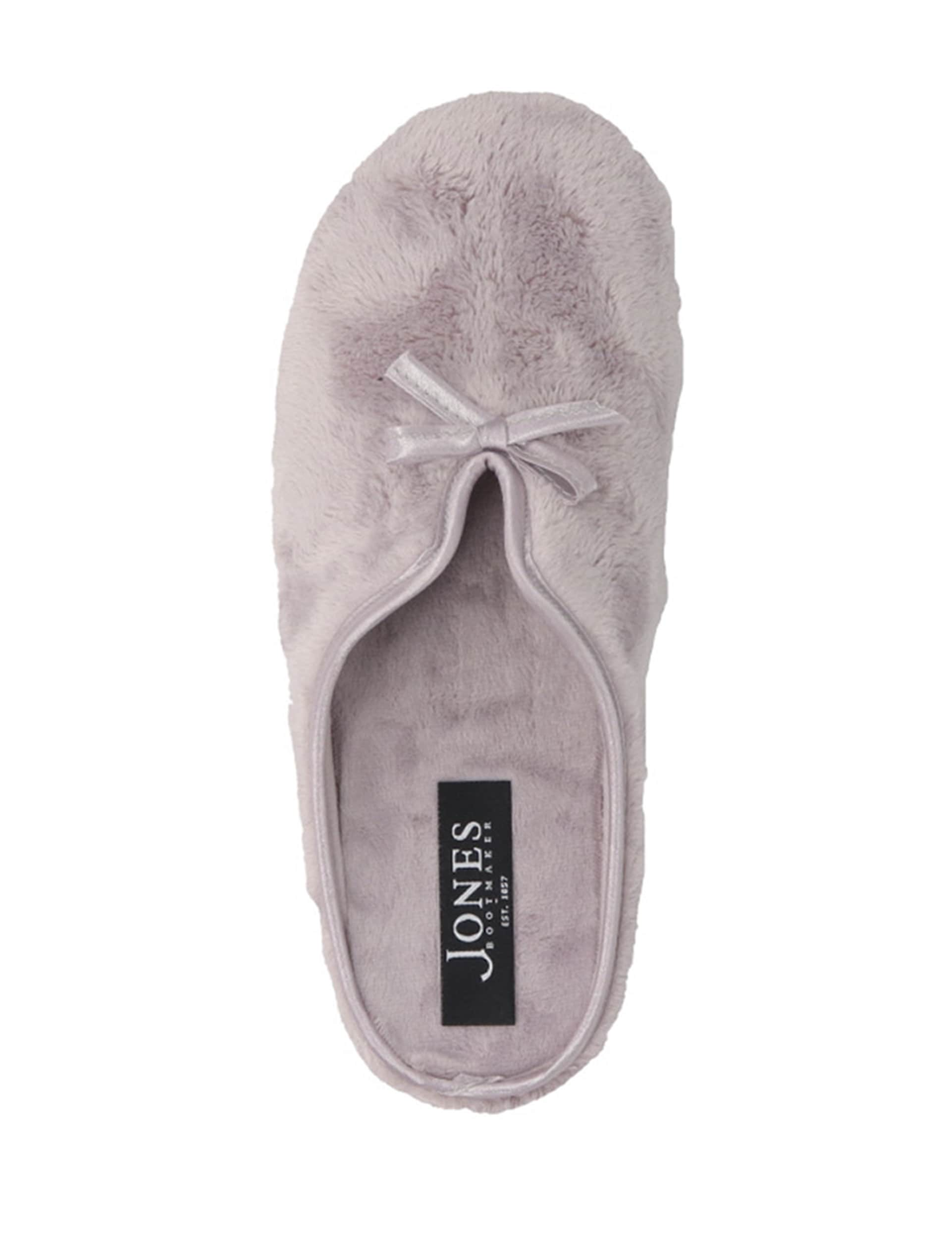 Jones Bootmaker Women's Bow Faux Fur Lined Mule Slippers - 6 - Grey, Lilac,Grey