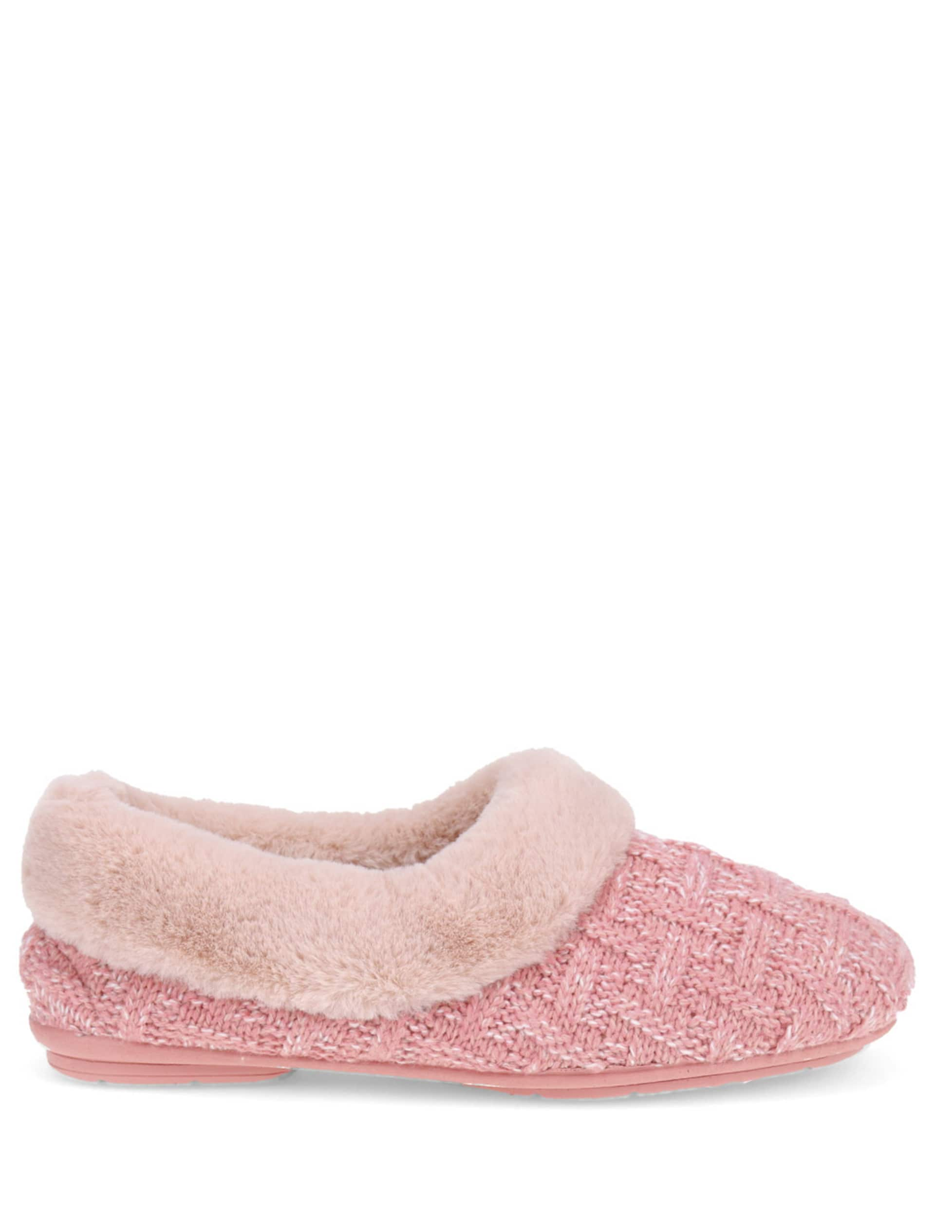 Jones Bootmaker Women's Faux Fur Cuff Slippers - 6 - Pink, Pink