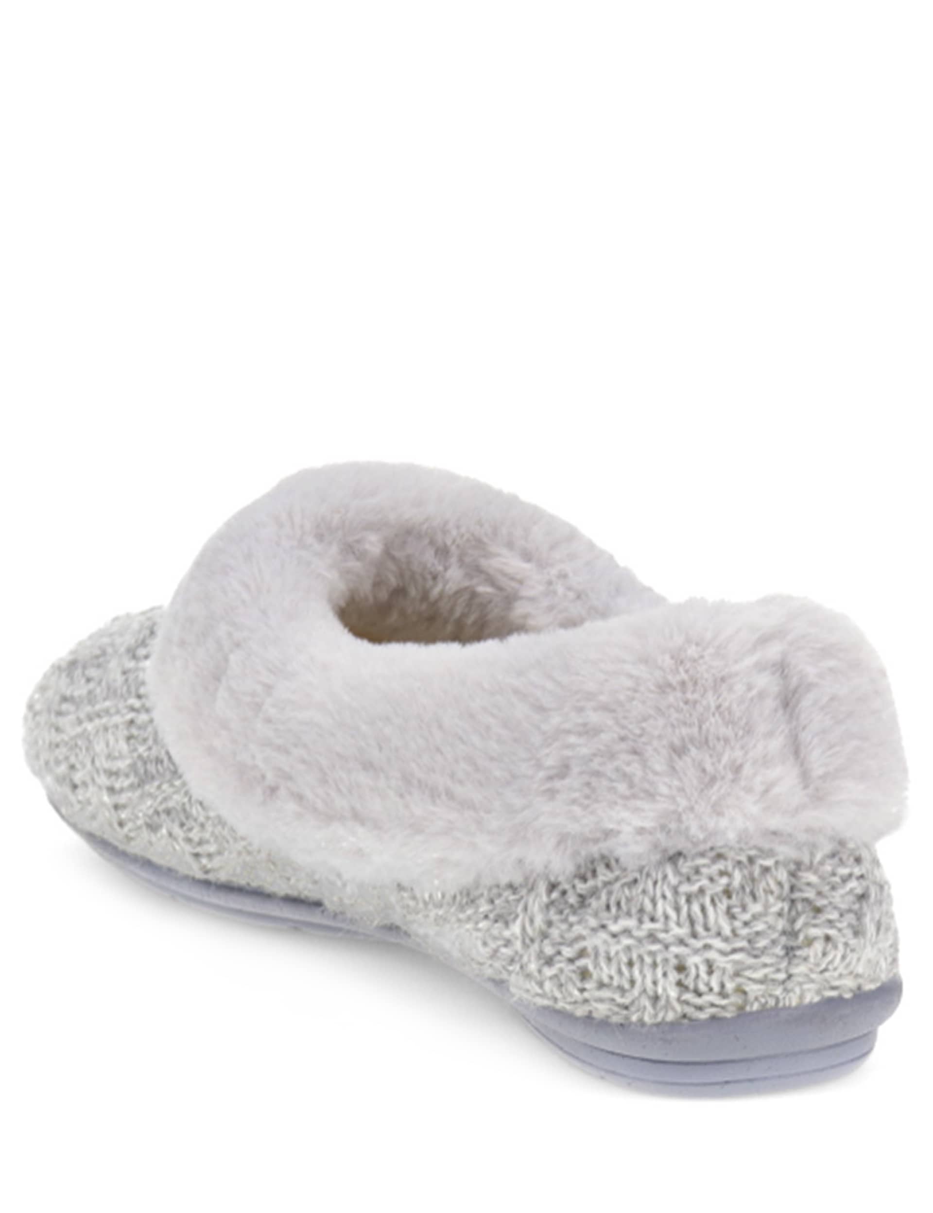 Jones Bootmaker Women's Faux Fur Cuff Slippers - 5 - Grey, Pink,Grey