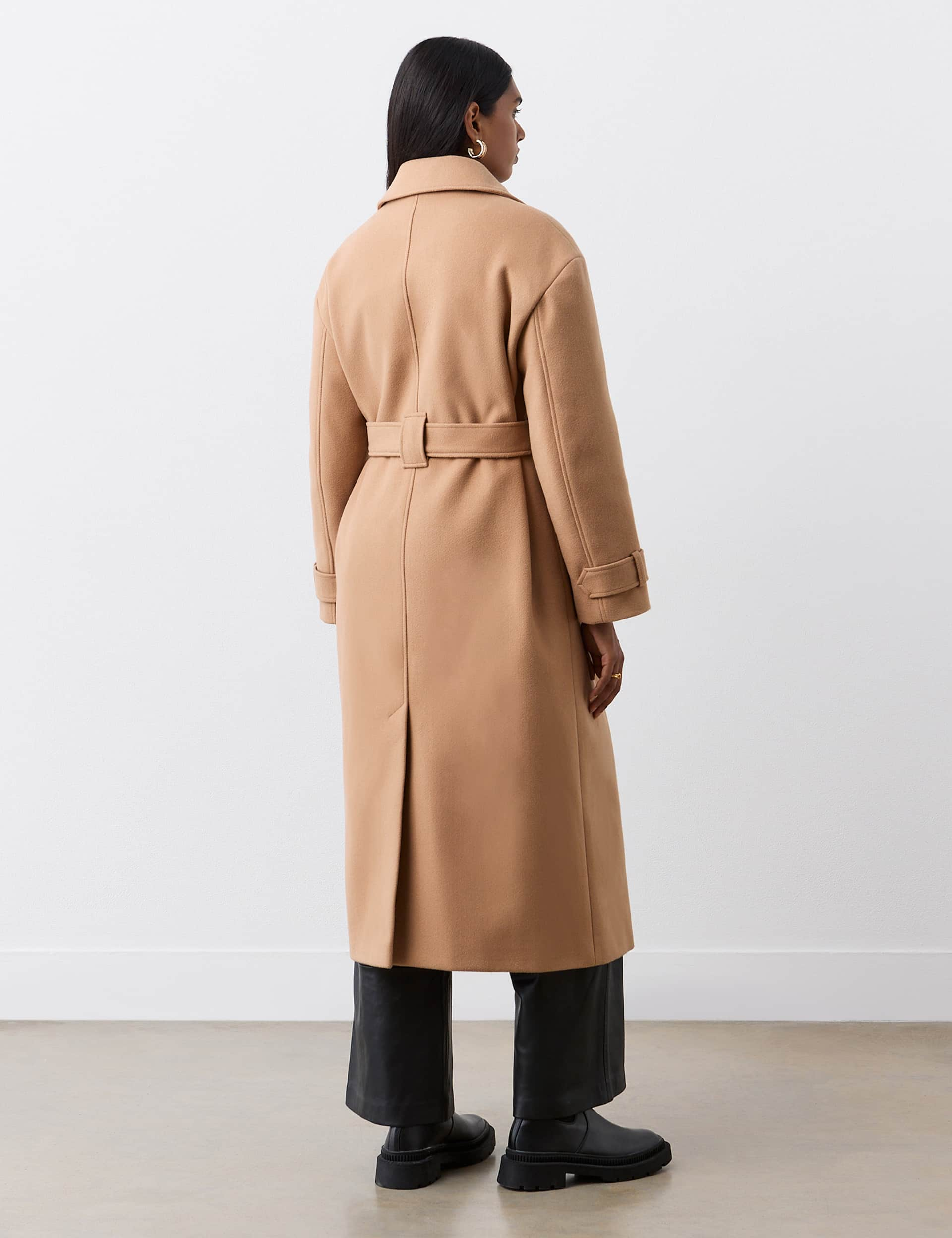 Finery London Women's Belted Longline Coat - 18 - Camel, Camel,Charcoal,Black