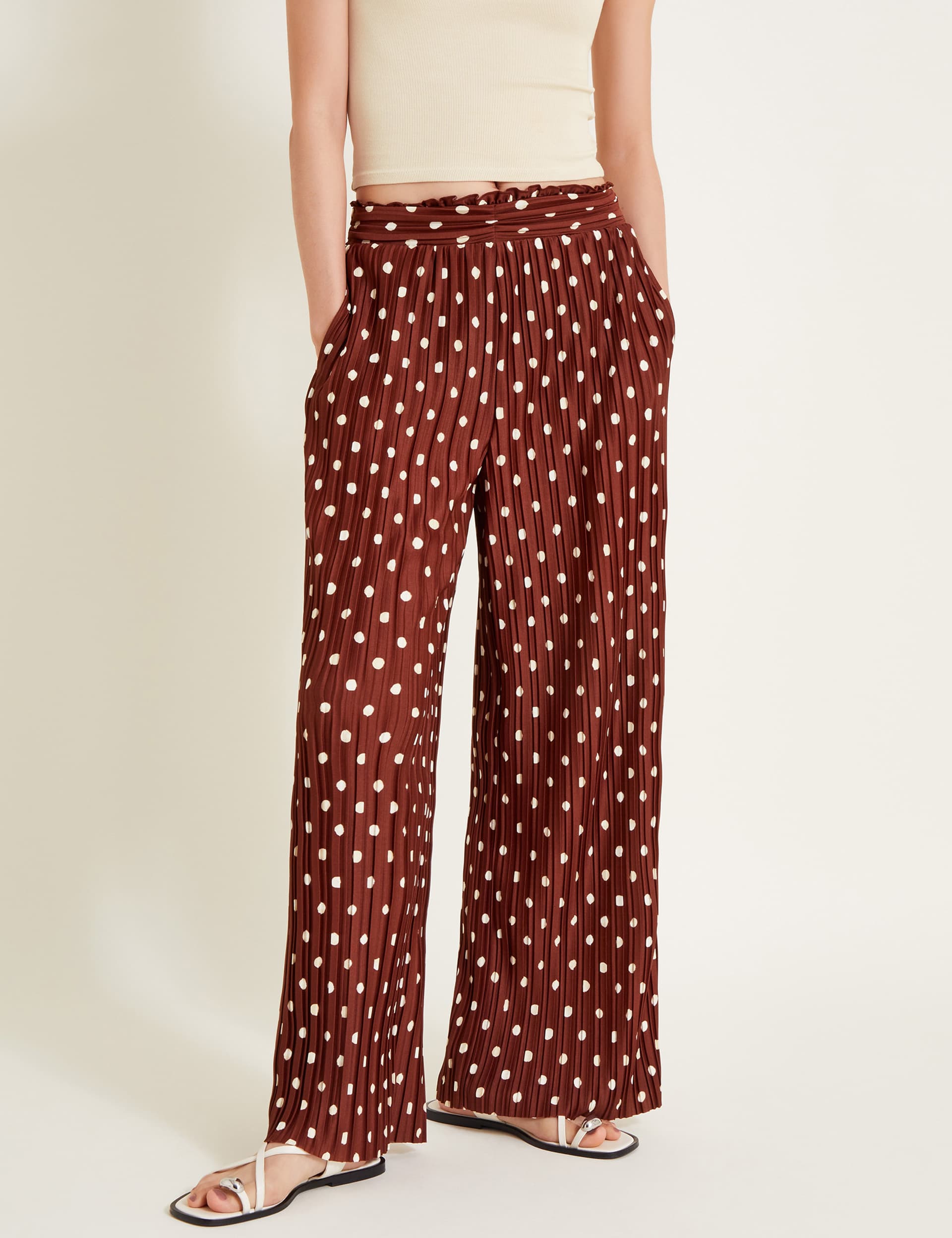 Monsoon Women's Polka Dot Elasticated Waist Wide Leg Culottes - XL - Brown Mix, Brown Mix