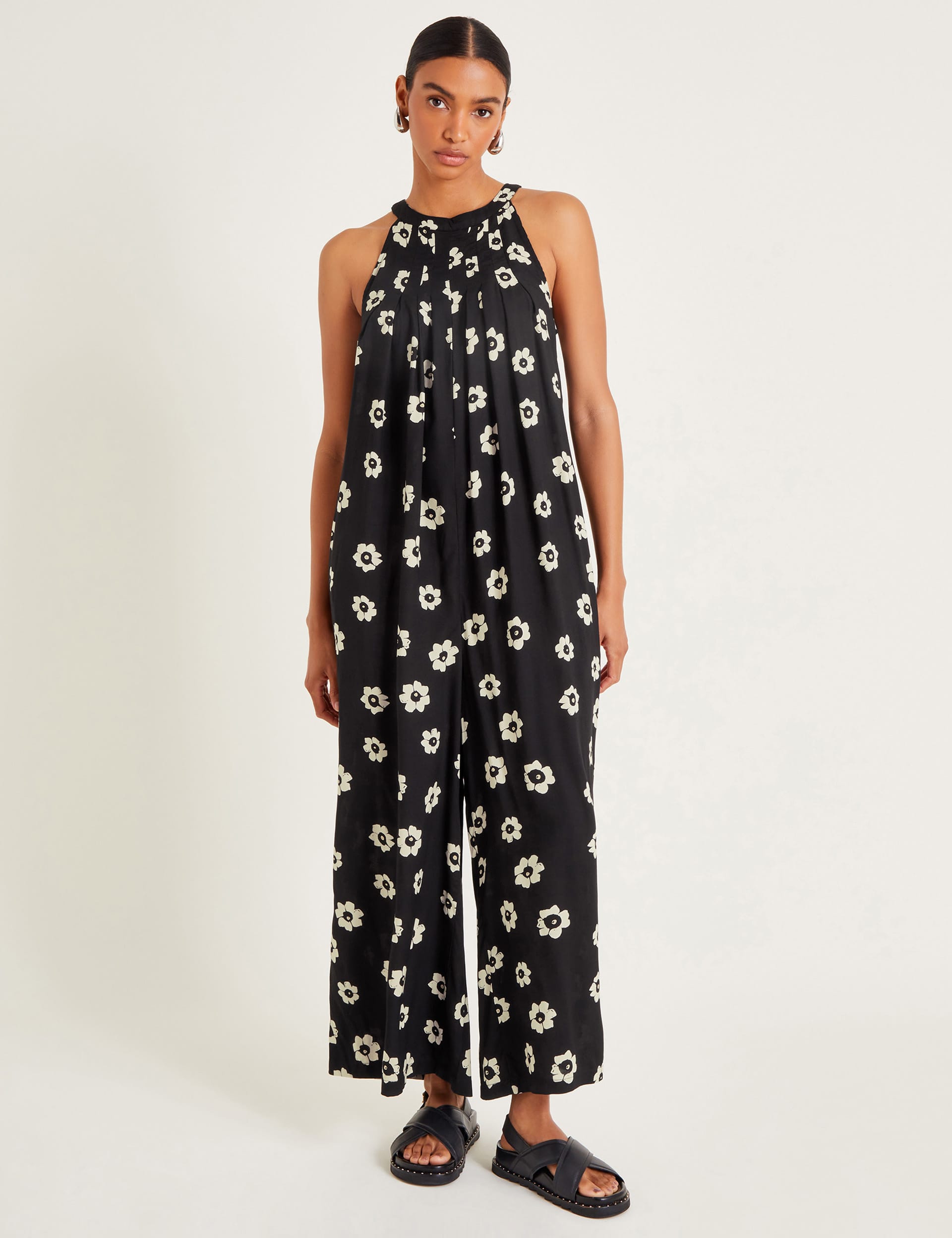 Monsoon Women's Floral Sleeveless Wide Leg Jumpsuit - XXL - Black Mix, Black Mix