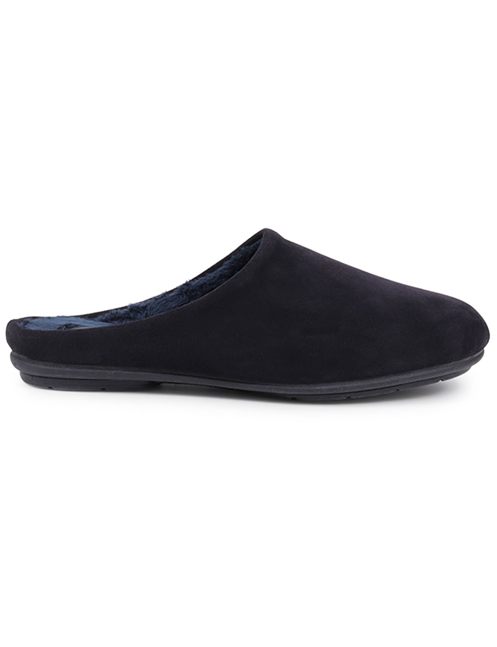 Jones Bootmaker Men's Suede Fleece Lined Mule Slippers - 9 - Navy, Navy,Light Brown,Chocolate