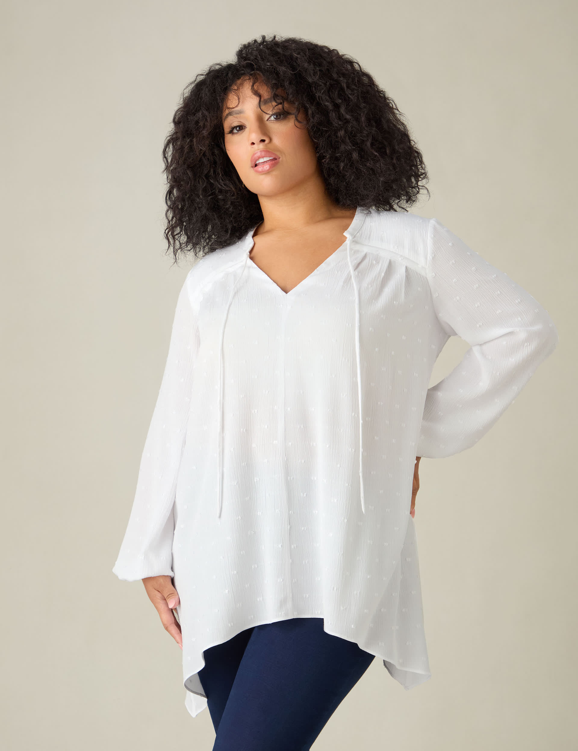 Live Unlimited London Women's Textured V-Neck Blouse
