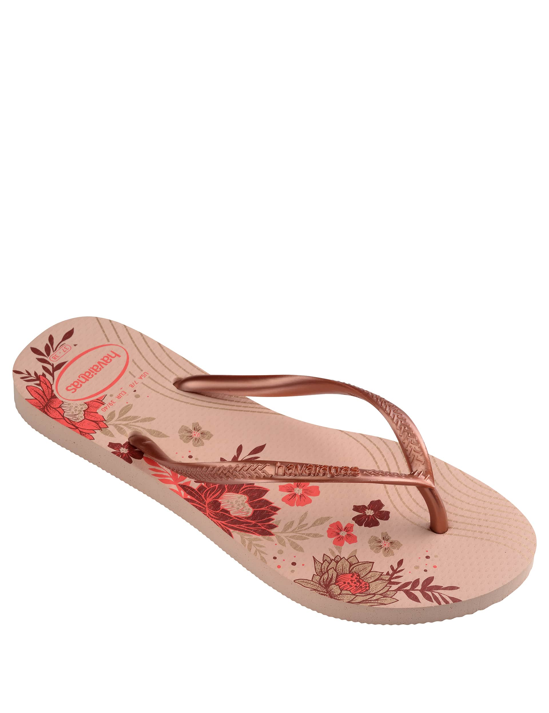 Havaianas Women's Floral Flat Flip Flops - 37/38 - Light Pink Mix, Light Pink Mix