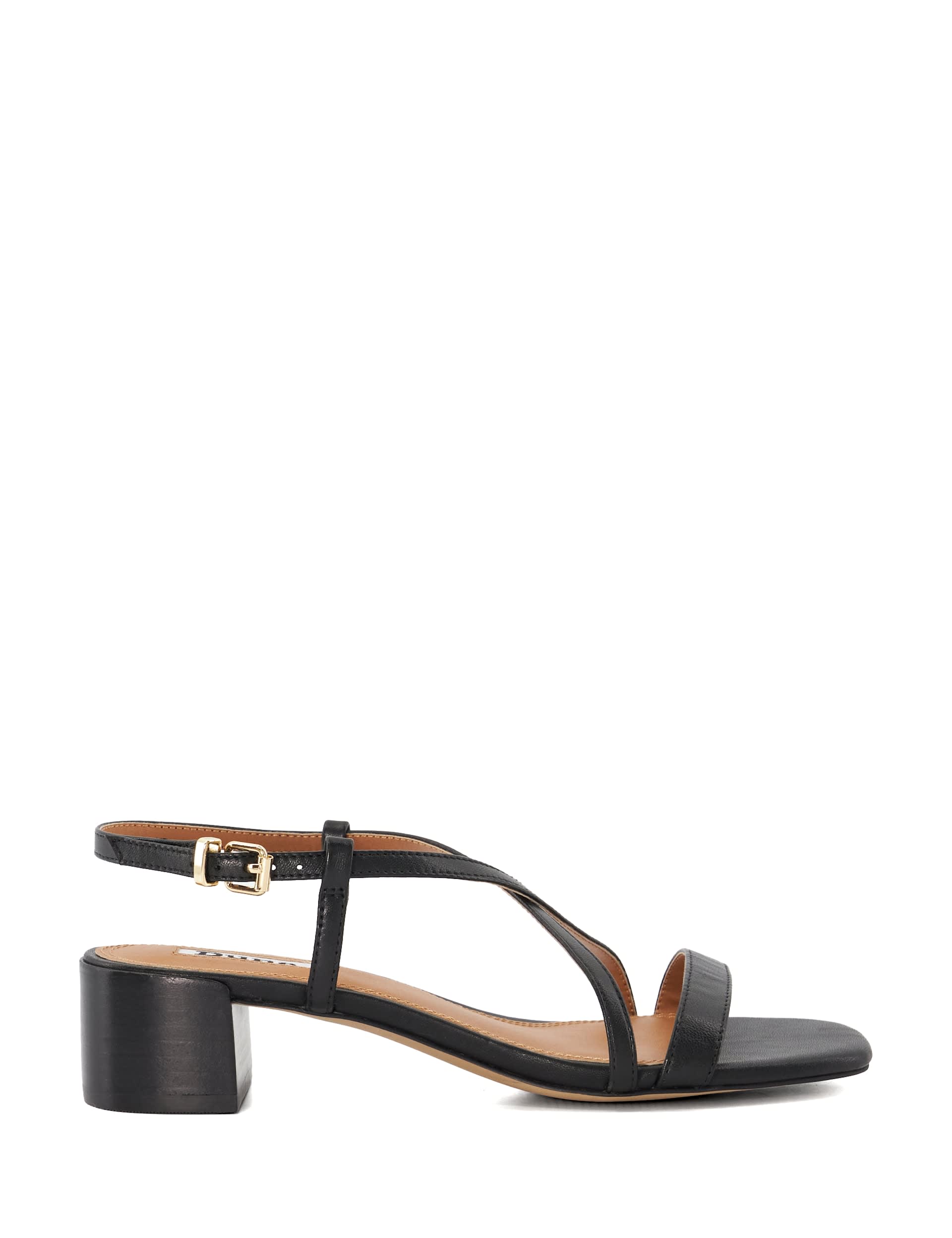 Dune London Women's Leather Ankle Strap Block Heel Sandals - 3 - Black, Black