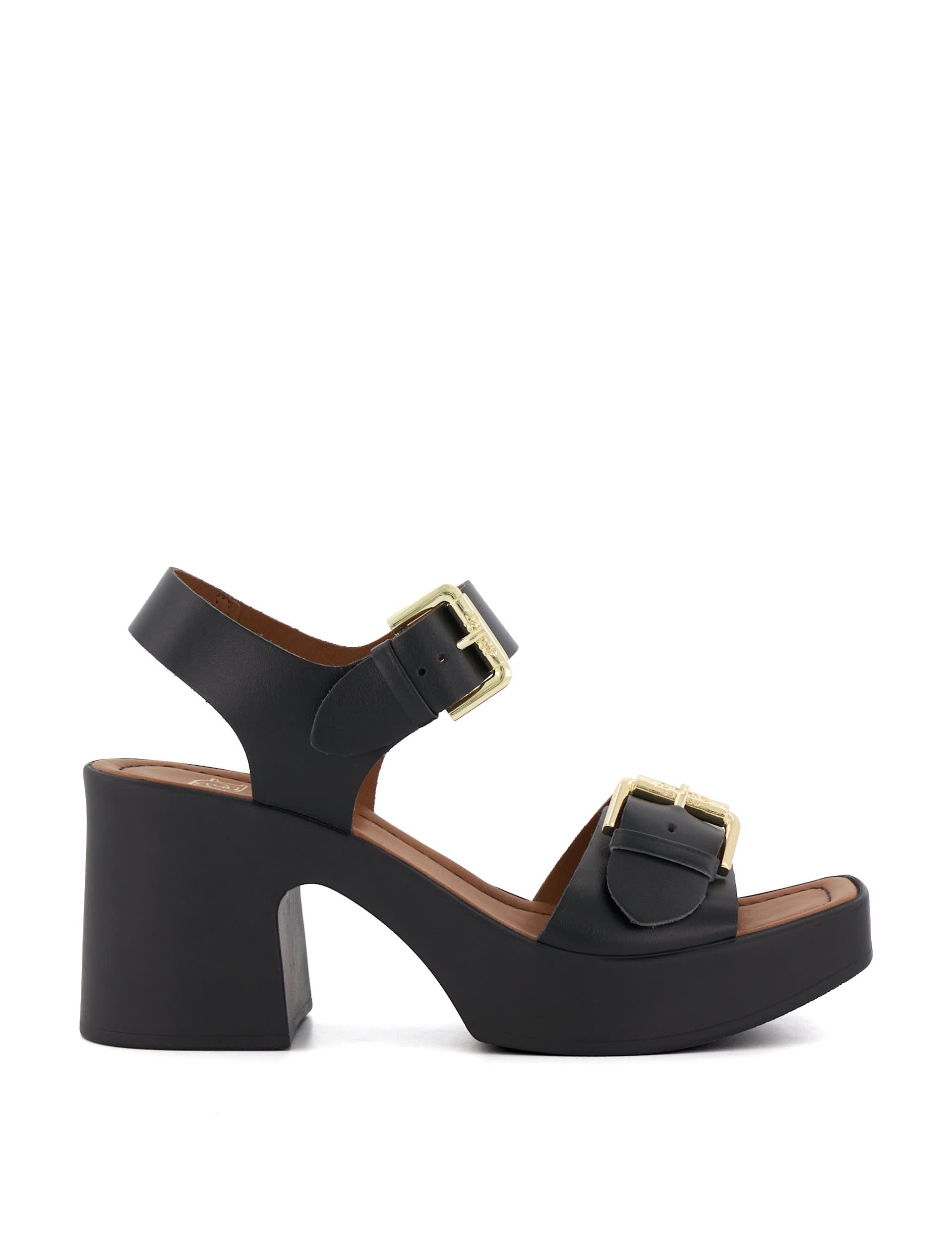 Dune London Women's Leather Buckle Platform Sandals - 5 - Black, Black,Blush