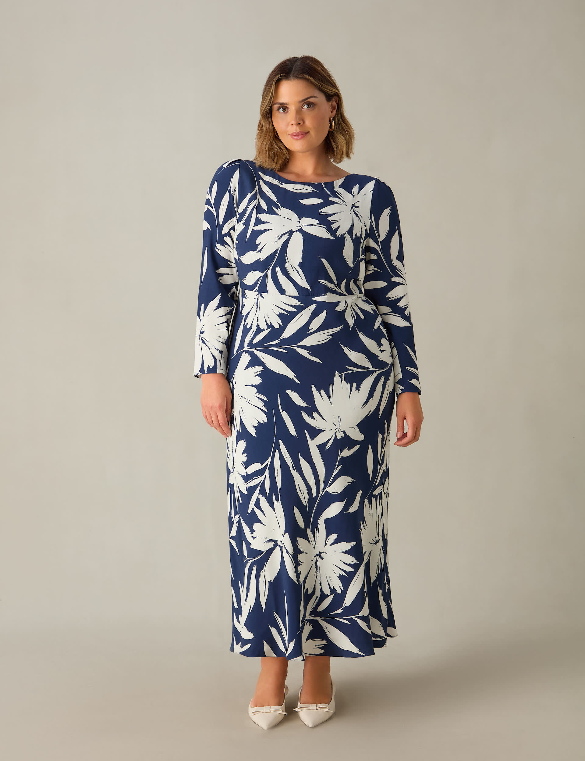 Live Unlimited London Women's Floral Maxi Swing Dress - 18 - Navy Mix, Navy Mix