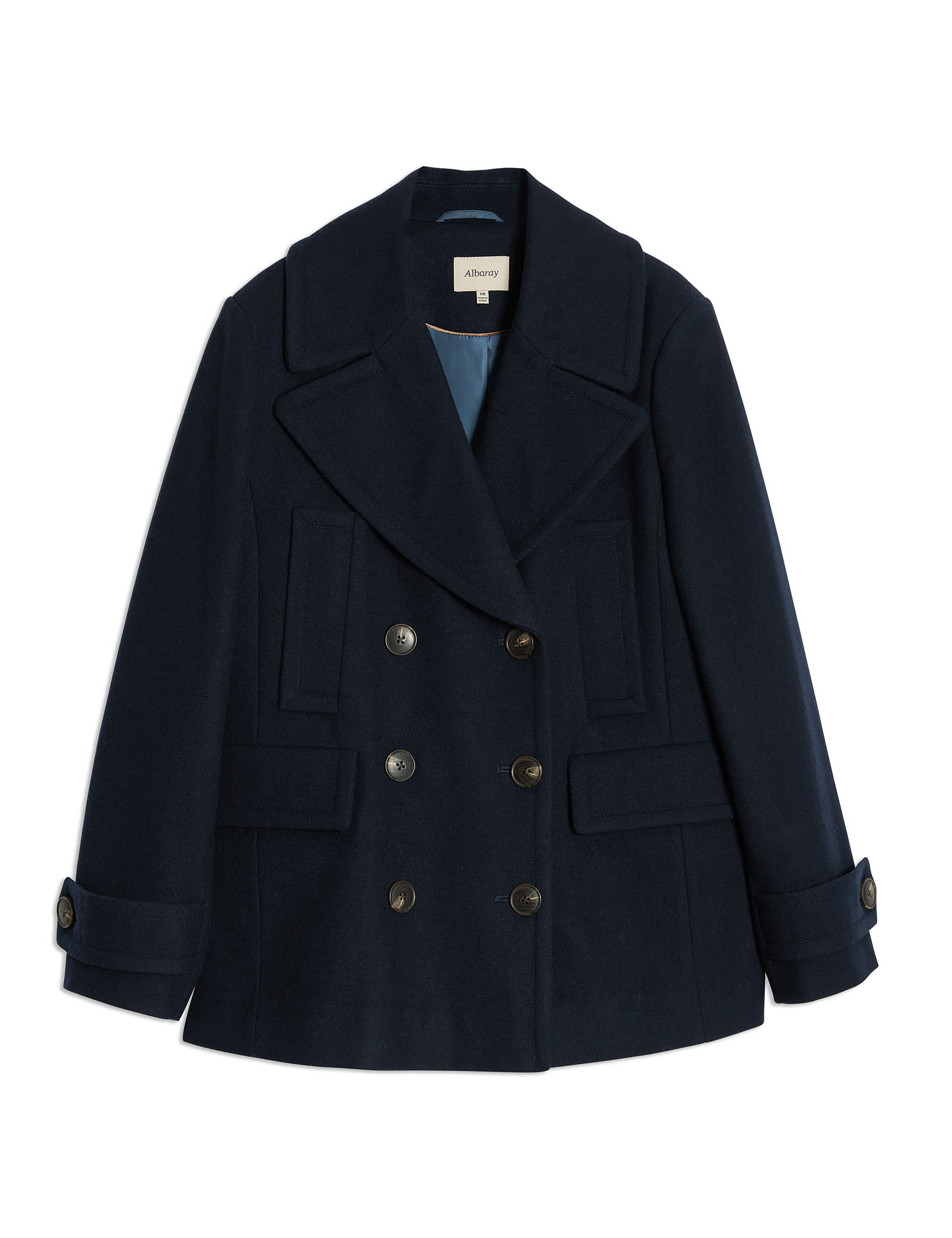 Albaray Women's Wool Rich Double Breasted Pea Coat - 10 - Navy, Navy