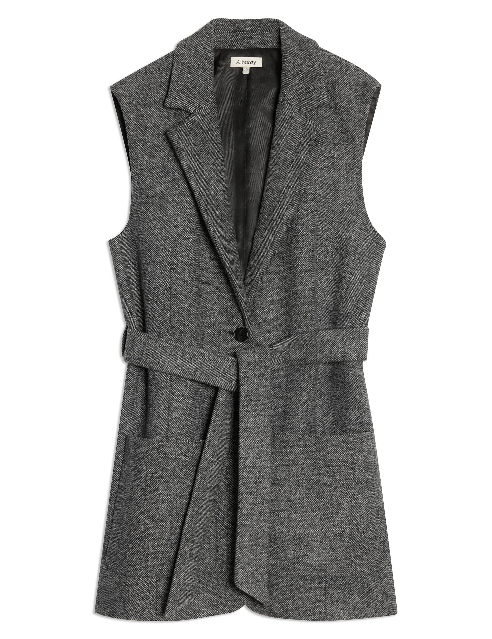 Albaray Women's Wool Blend Sleeveless Short Jacket - 10 - Grey, Grey