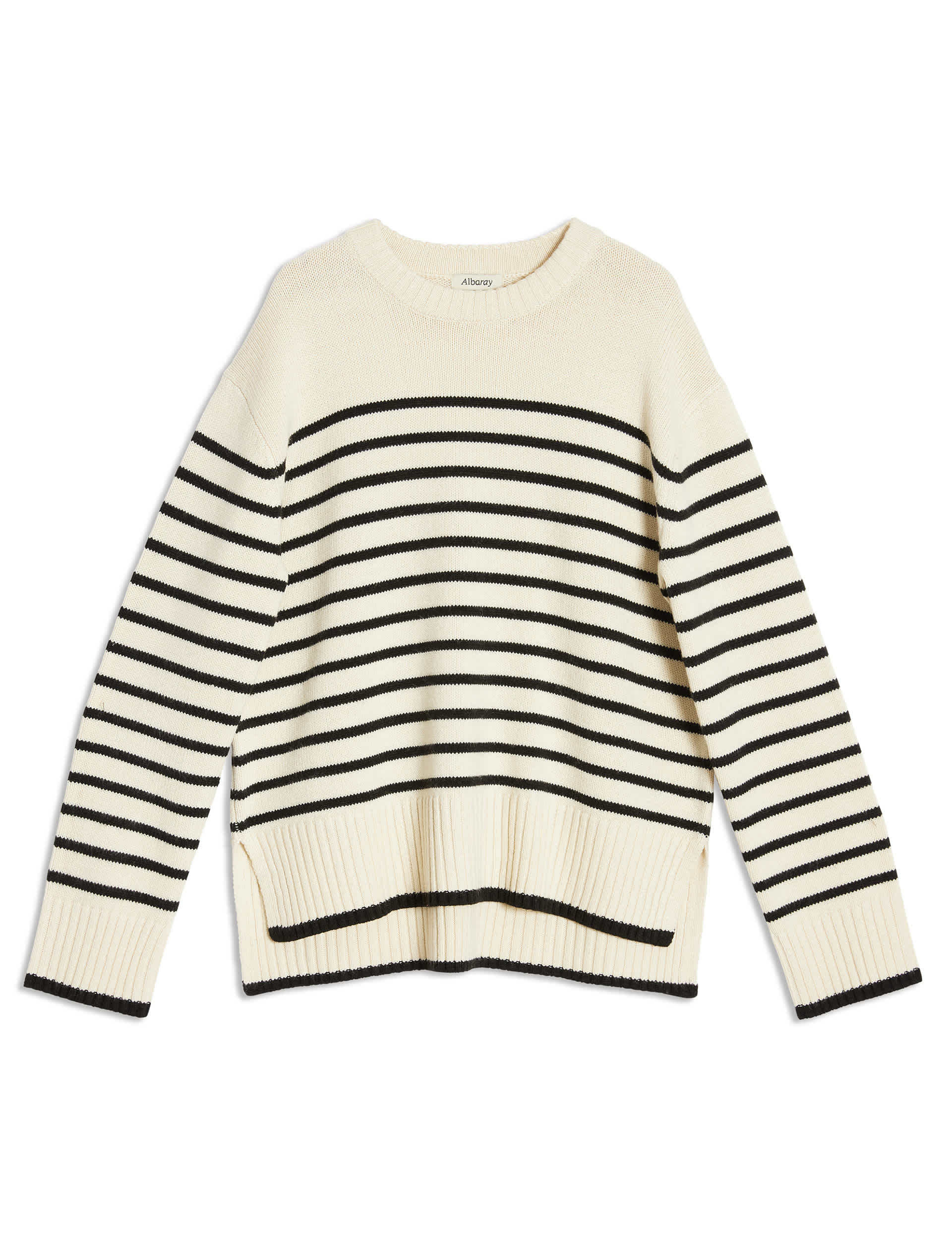 Albaray Women's Striped Crew Neck Jumper with Wool - 8 - Cream Mix, Cream Mix