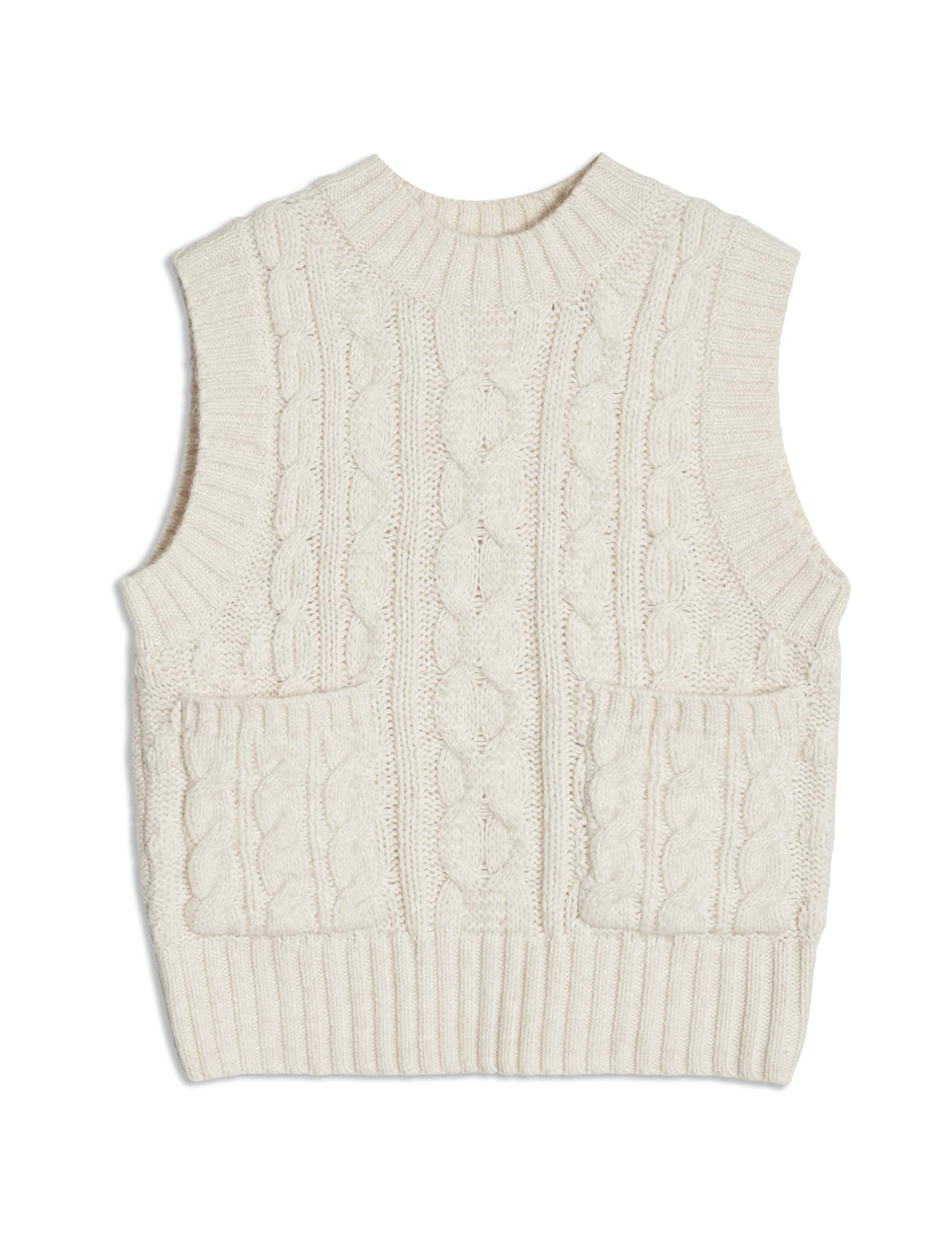 Albaray Women's Textured Vest with Wool - 10 - Cream, Cream