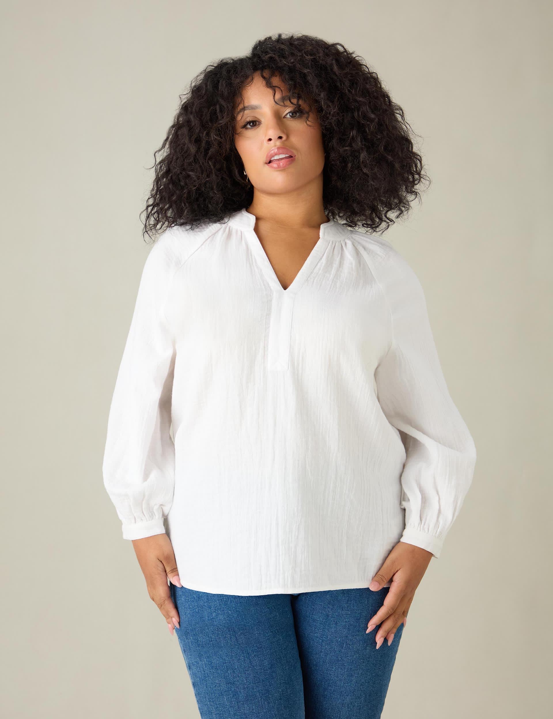 Live Unlimited London Women's Pure Cotton V-Neck Top