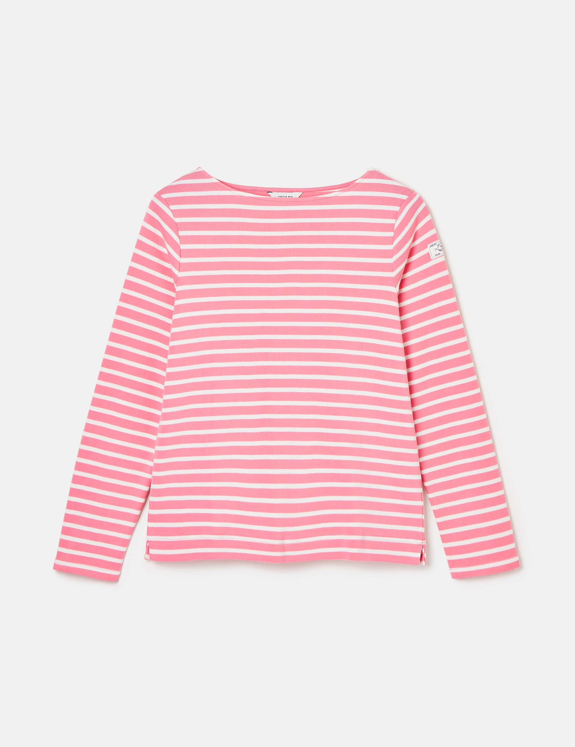 Joules Women's Pure Cotton Jersey Striped Relaxed Top - 12 - Pink Mix, Pink Mix