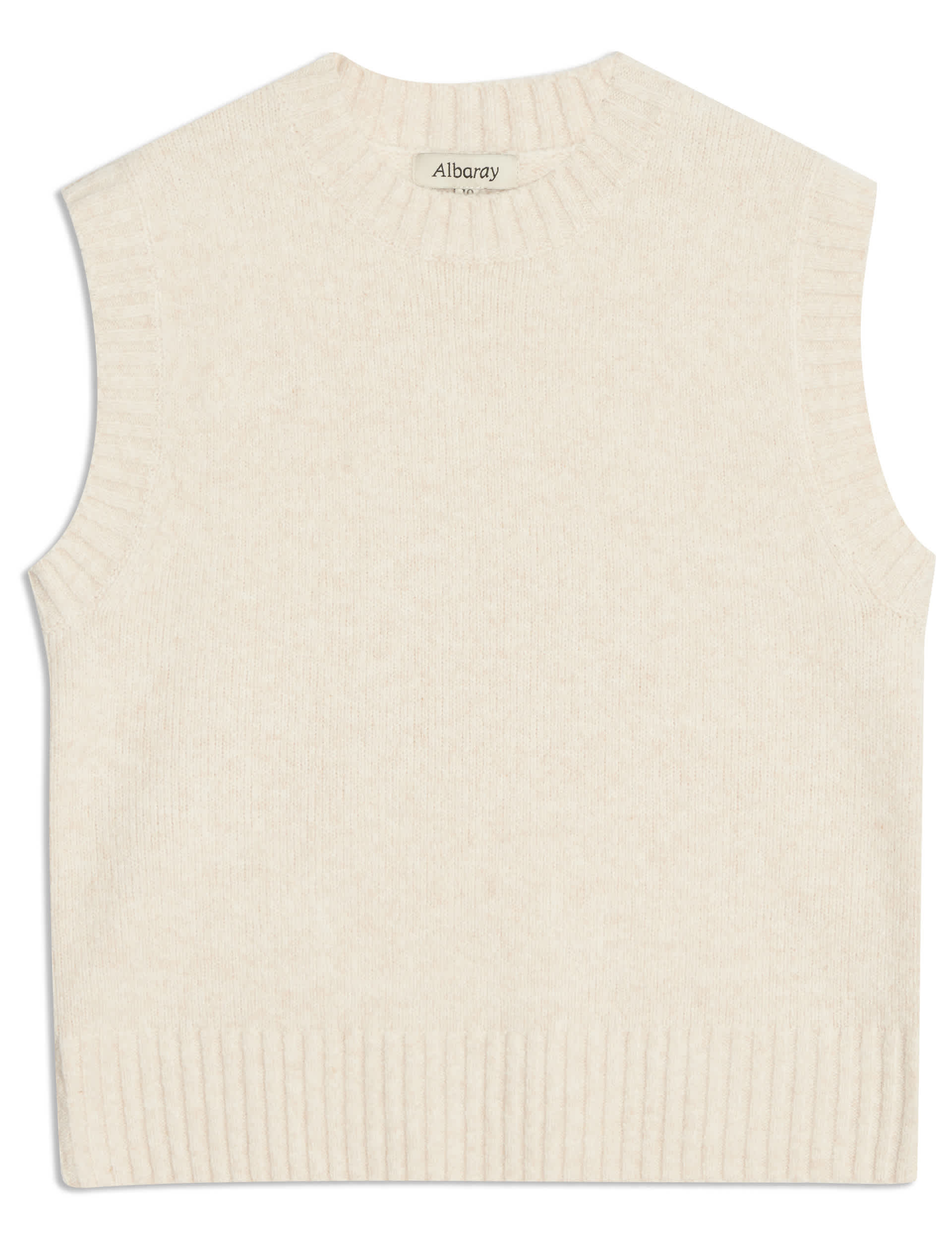 Albaray Women's Crew Neck Knitted Vest with Wool - 18 - Cream, Cream