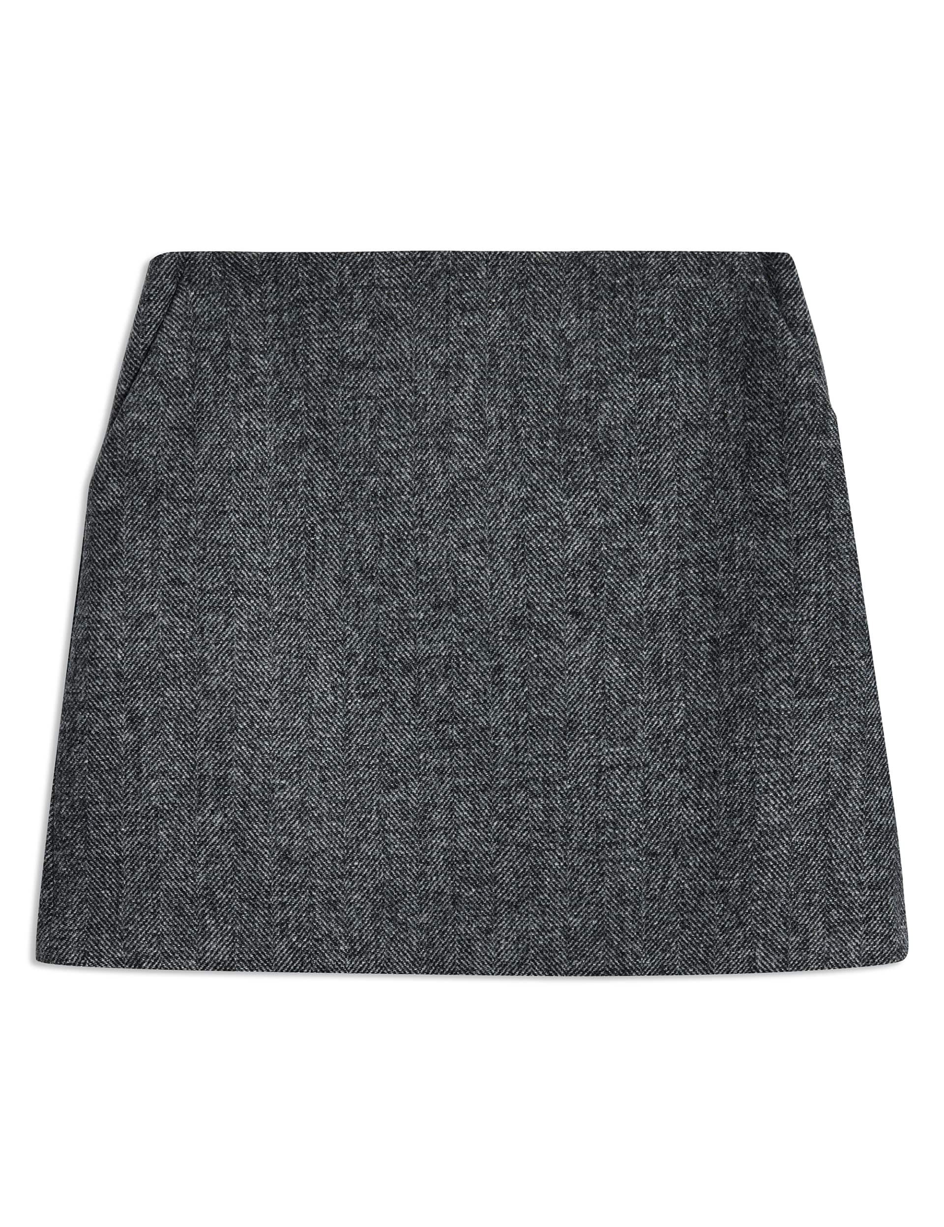 Albaray Women's Wool Blend Textured Mini A-Line Skirt - 14 - Grey, Grey