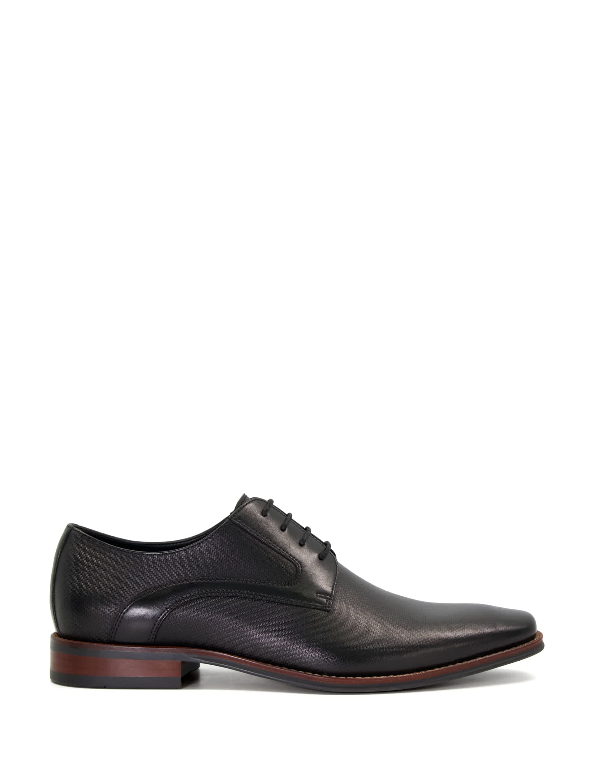 Dune London Men's Leather Derby Shoes - 10 - Black, Black