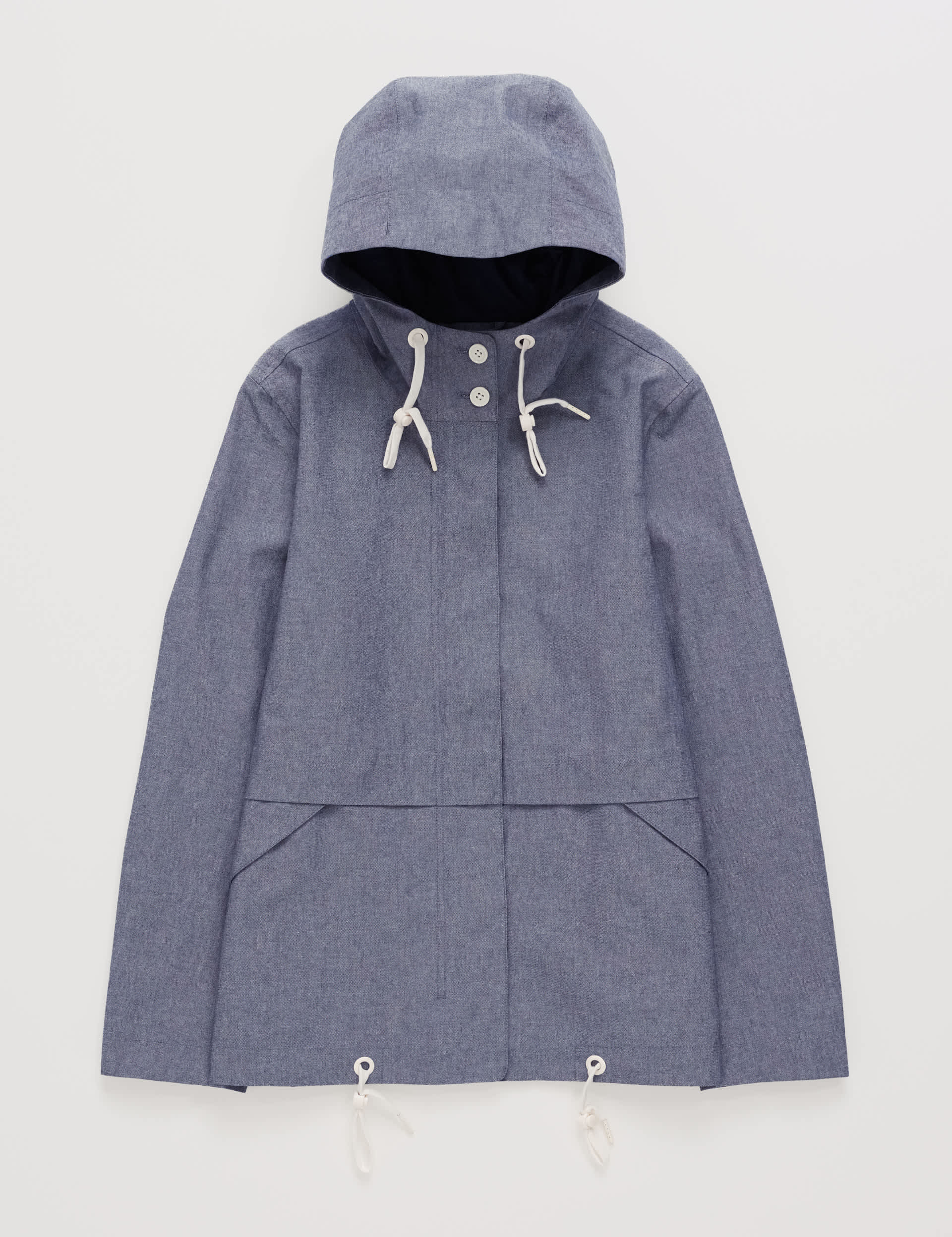 Seasalt Cornwall Women's Pure Cotton Hooded Raincoat - 14 - Blue, Blue