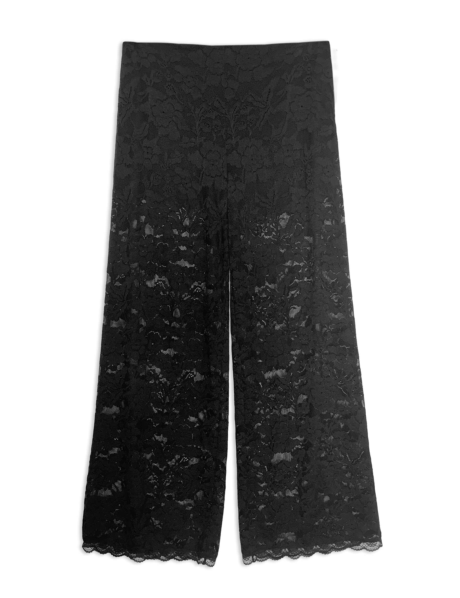 Albaray Women's Lace Wide Leg Trousers - 8 - Black, Black