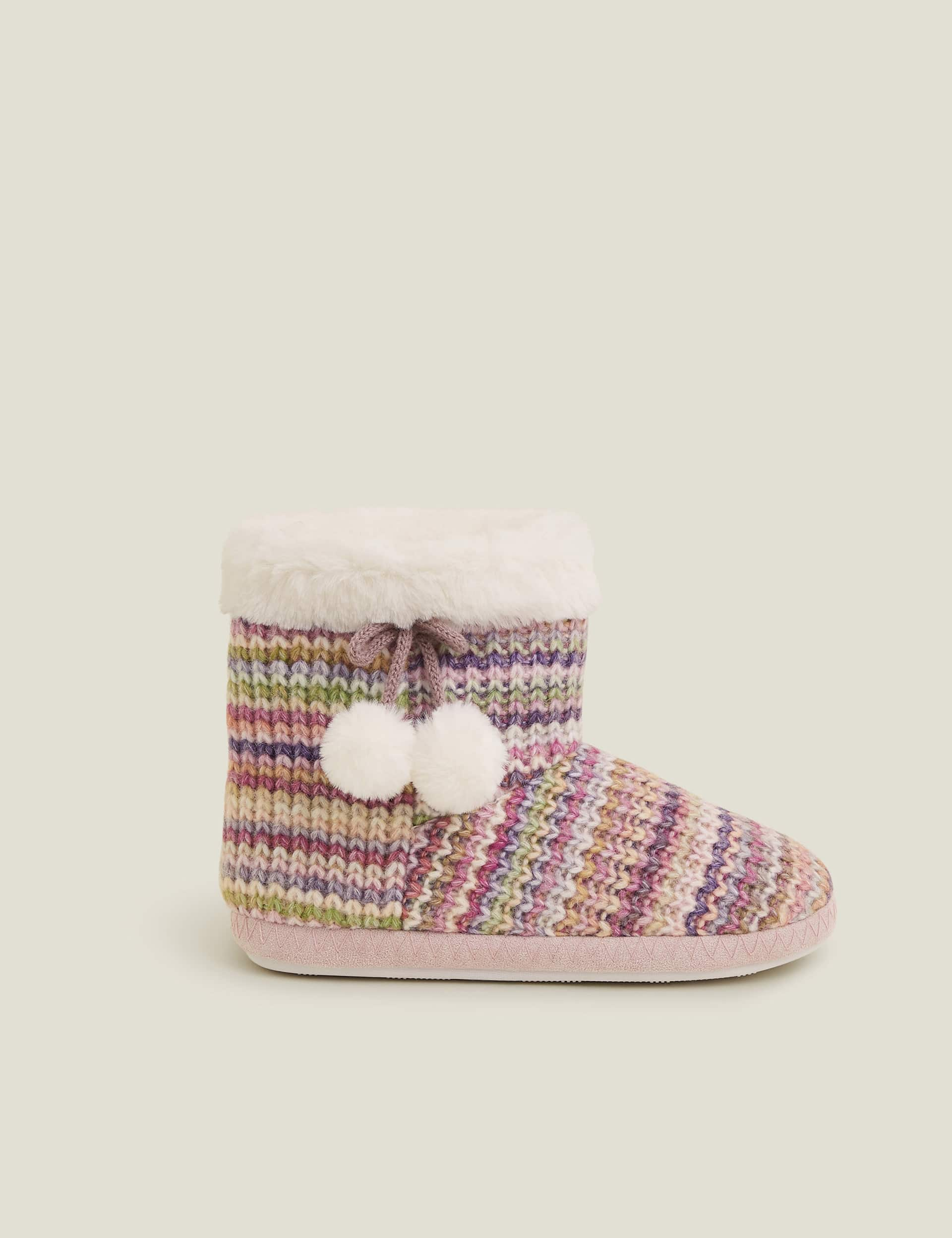 Accessorize Women's Knitted Striped Slipper Boots - M - Multi, Multi