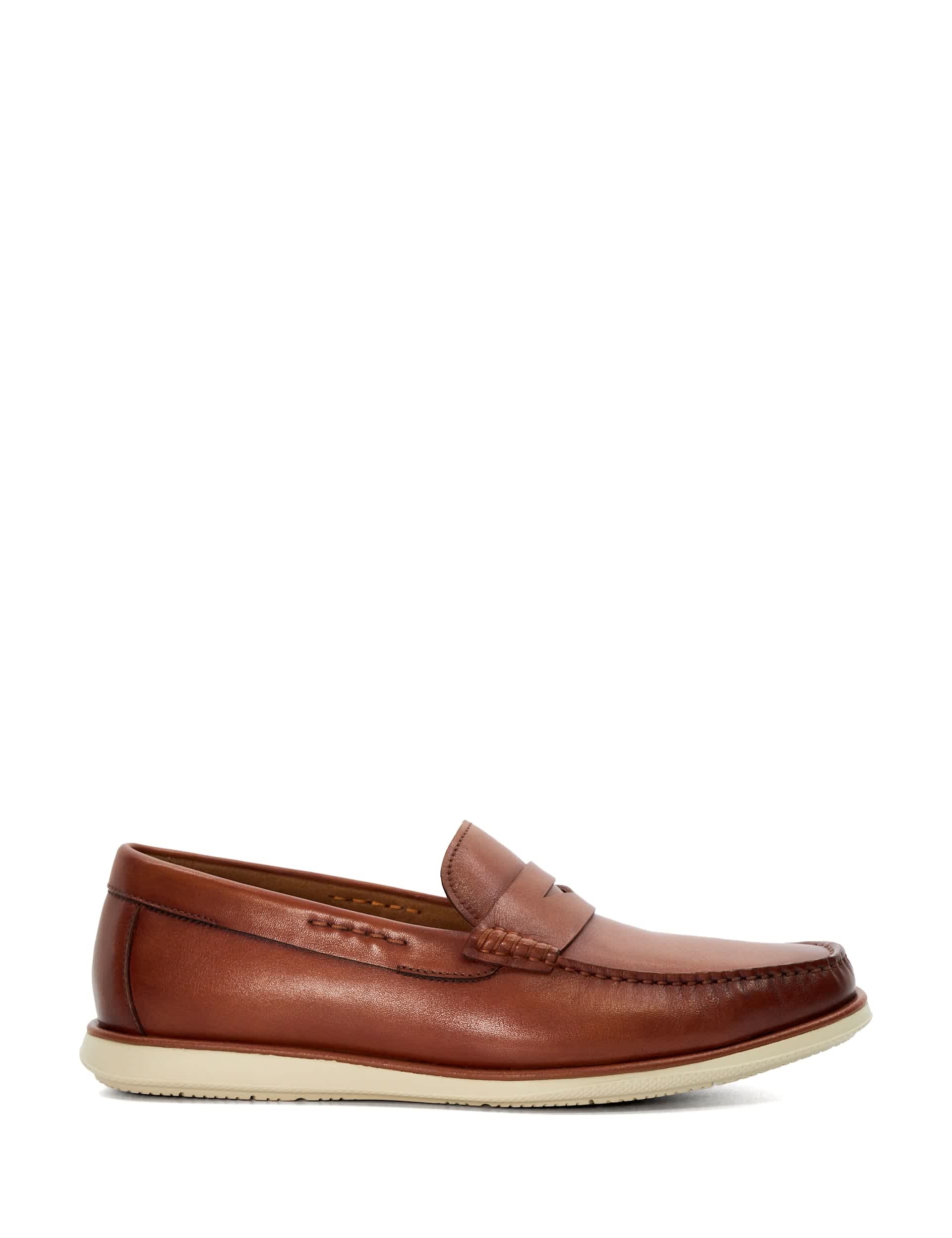 Dune London Men's Leather Slip-On Loafers - 10 - Tan, Tan,Navy