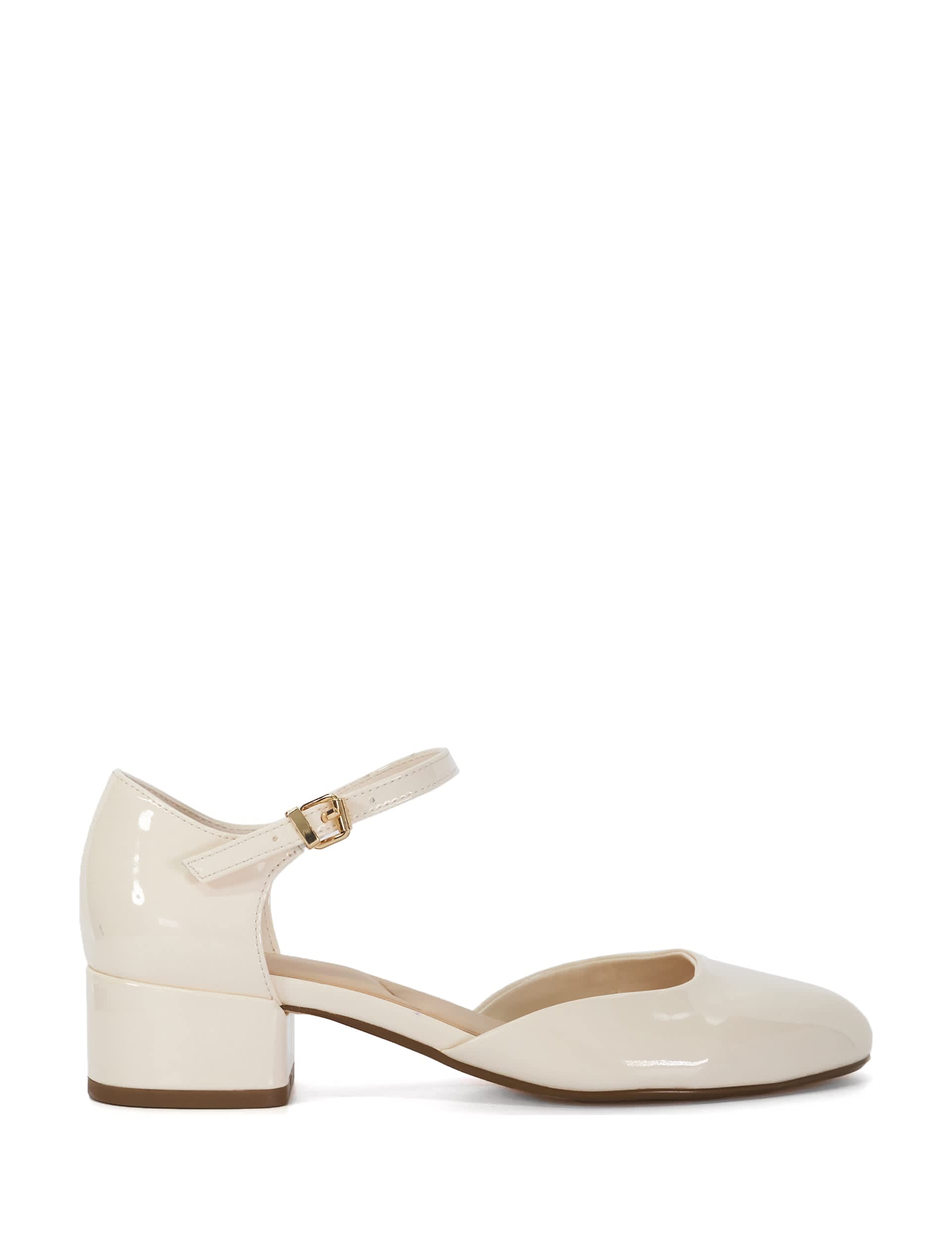 Dune London Women's Buckle Block Heel Court Shoes - 6 - Cream, Cream,Black