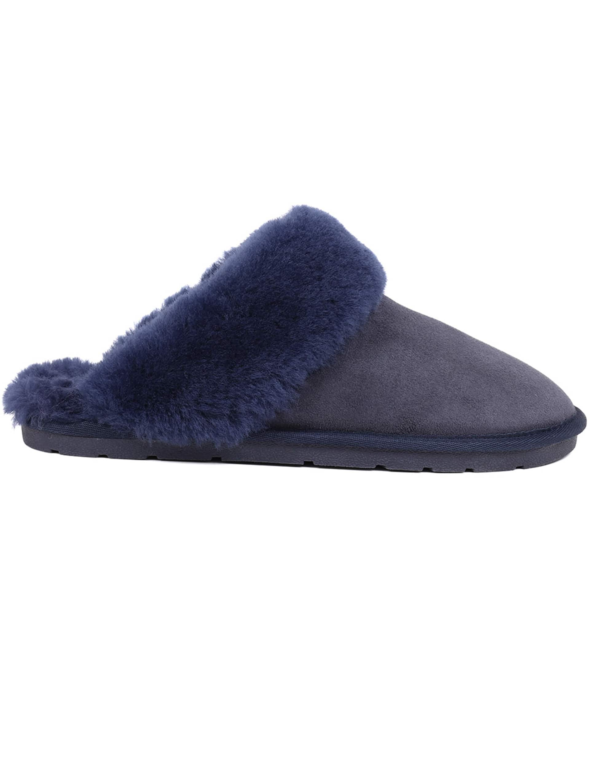 Jones Bootmaker Women's Leather Sheepskin Mule Slippers - 5 - Navy, Navy,Light Pink