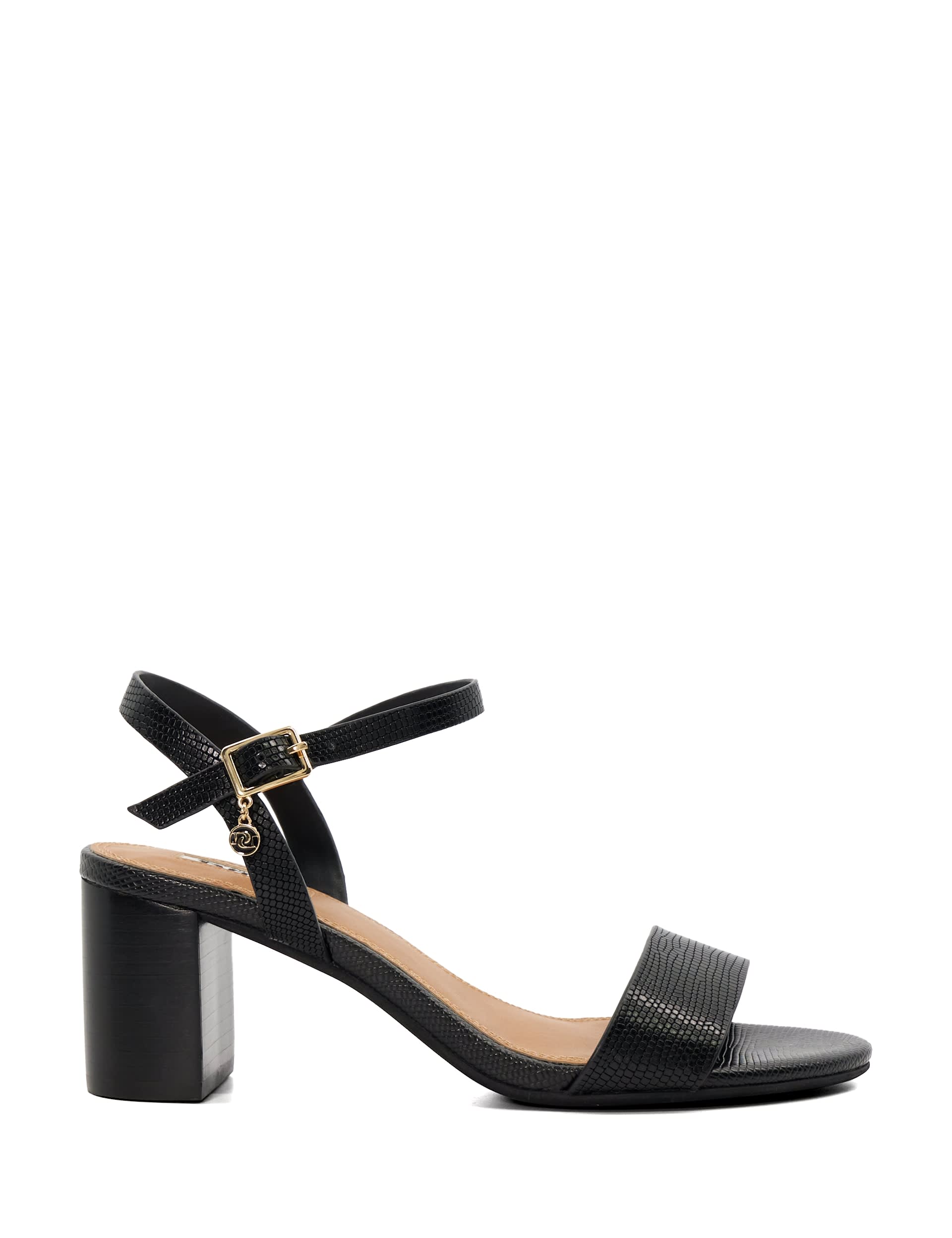 Dune London Women's Wide Fit Leather Block Heel Strappy Sandals - 3 - Black, Black