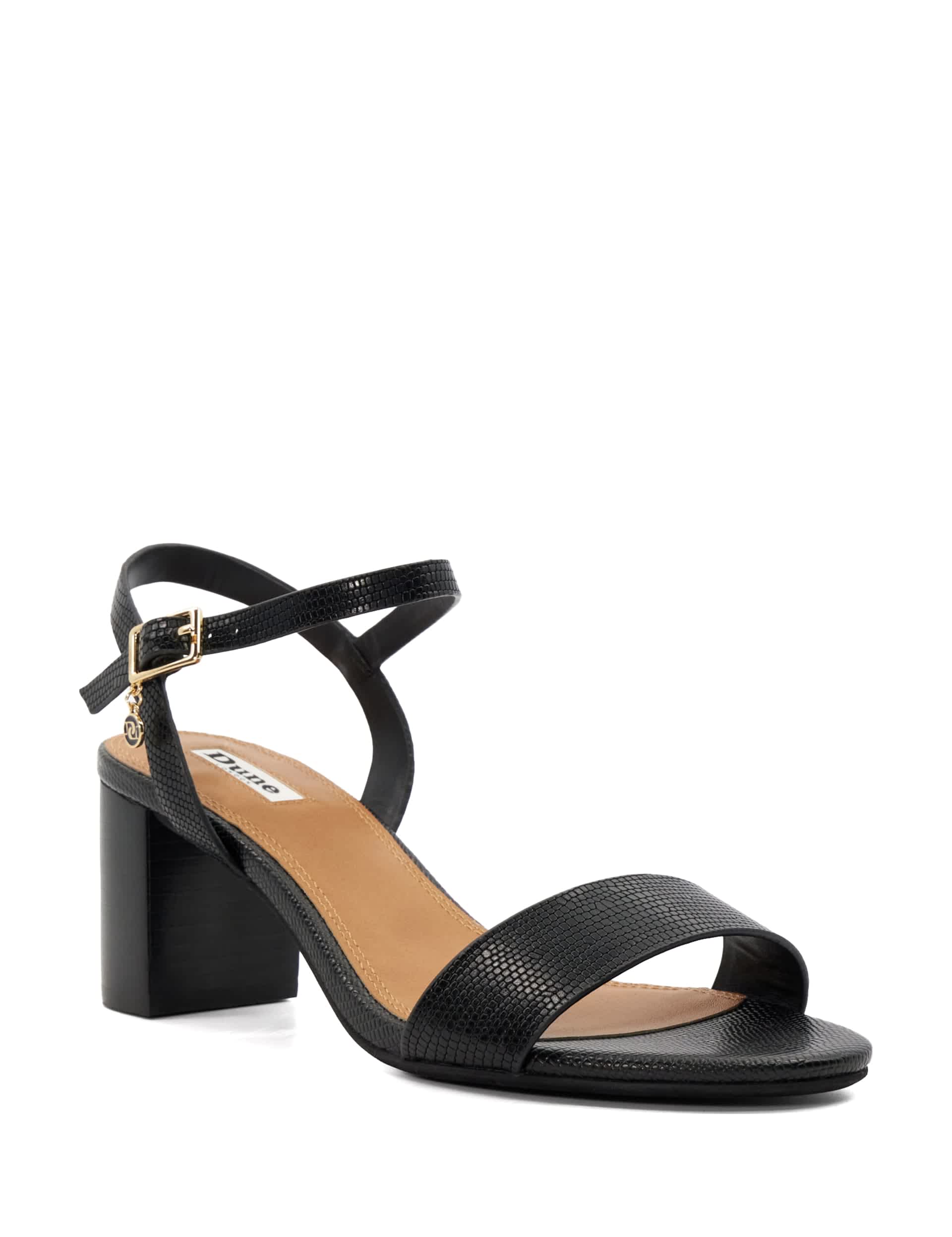 Dune London Women's Wide Fit Leather Block Heel Strappy Sandals - 3 - Black, Black