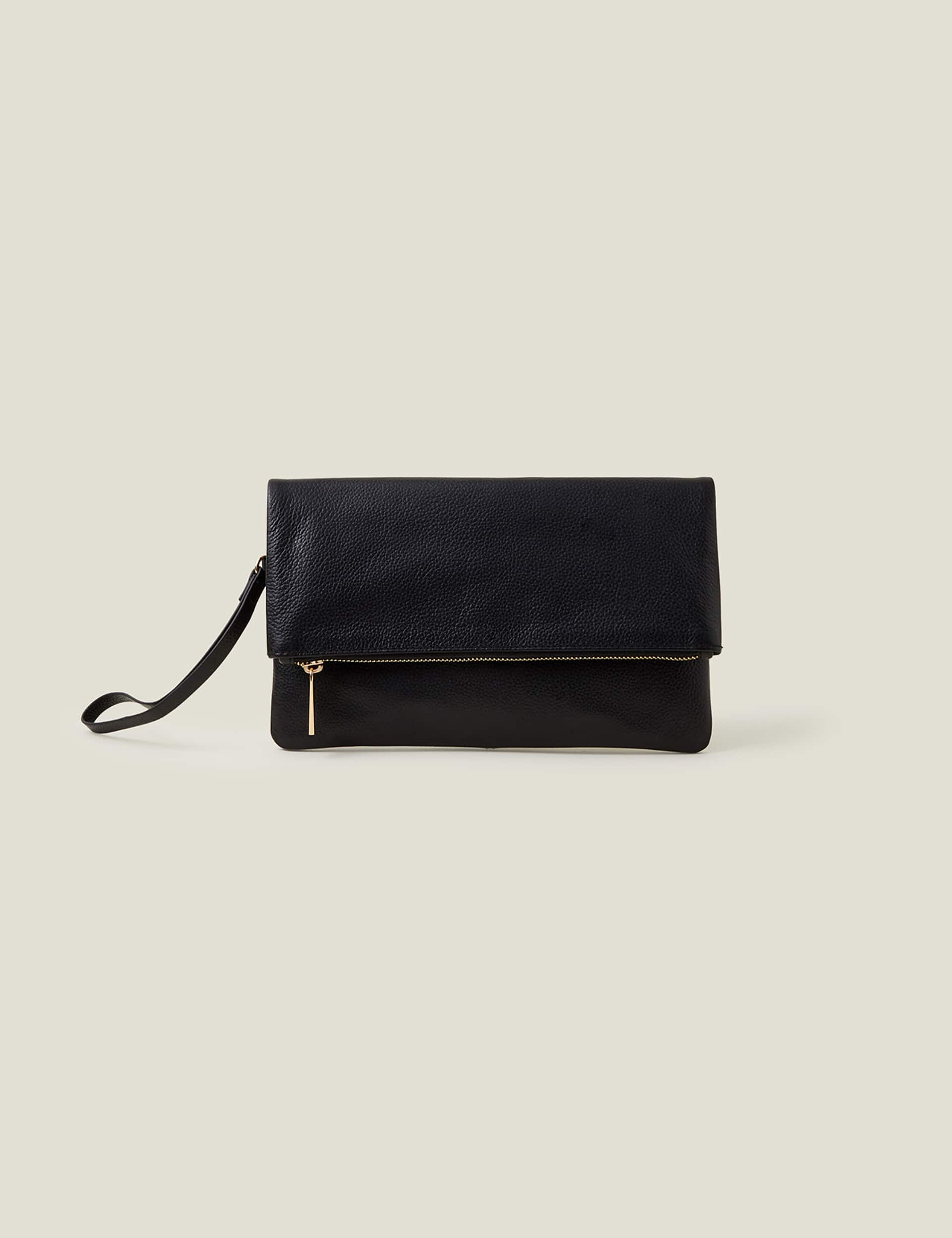 Accessorize Women's Leather Clutch Bag - Black, Black