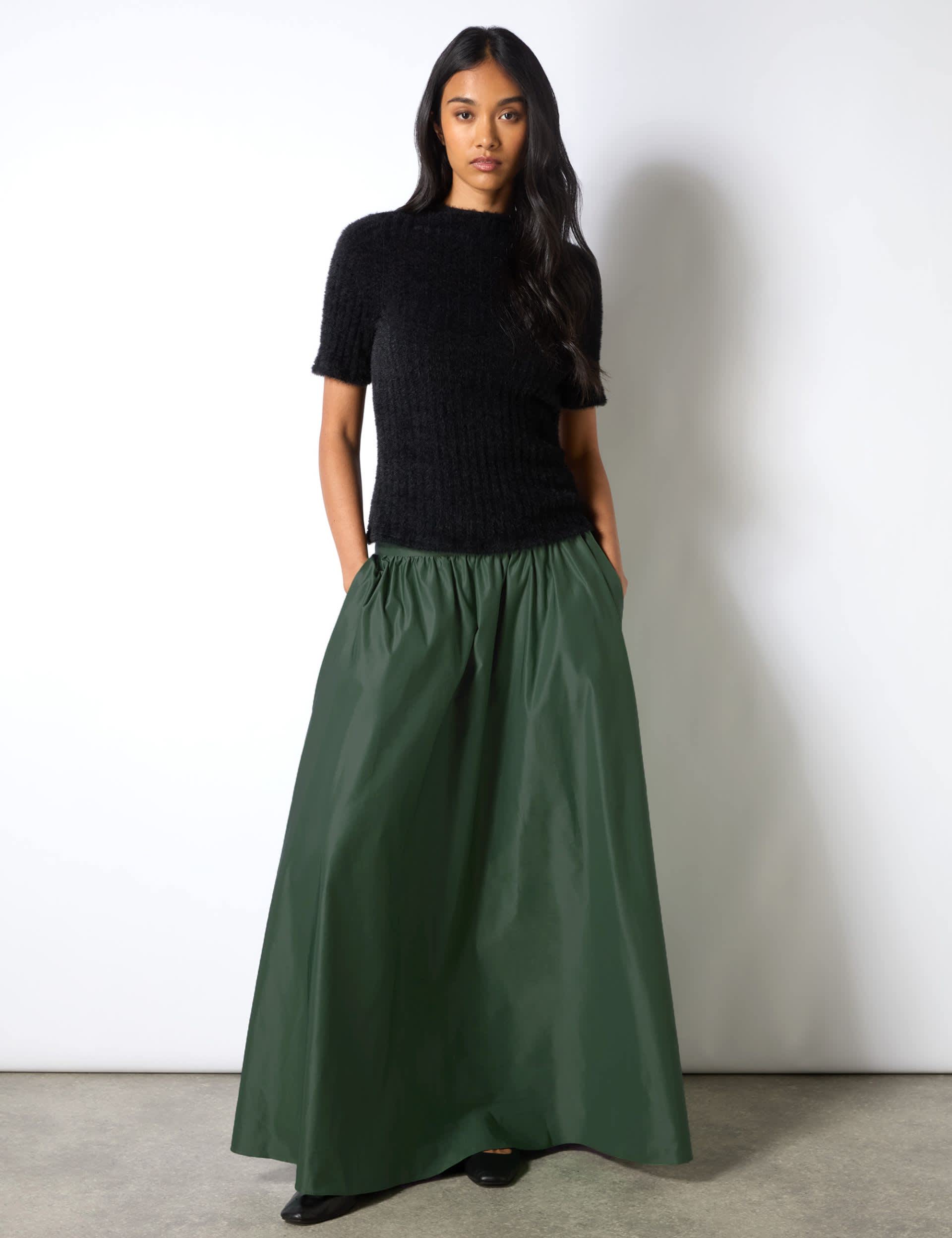 Ro&Zo Women's Maxi A-Line Skirt - 6REG - Green, Green,Black