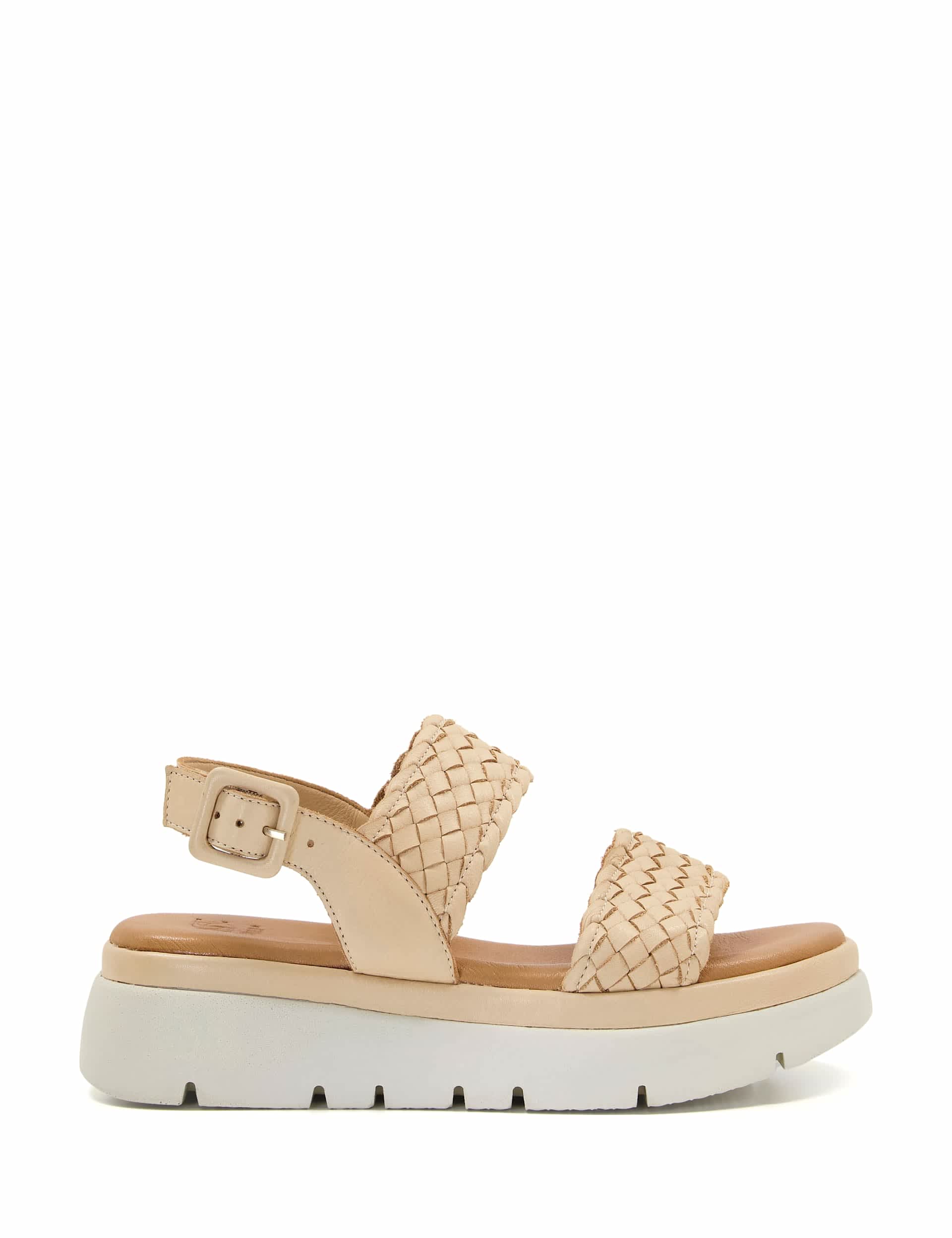 Dune London Women's Leather Buckle Ankle Strap Flatform Sandals - 8 - Beige, Beige