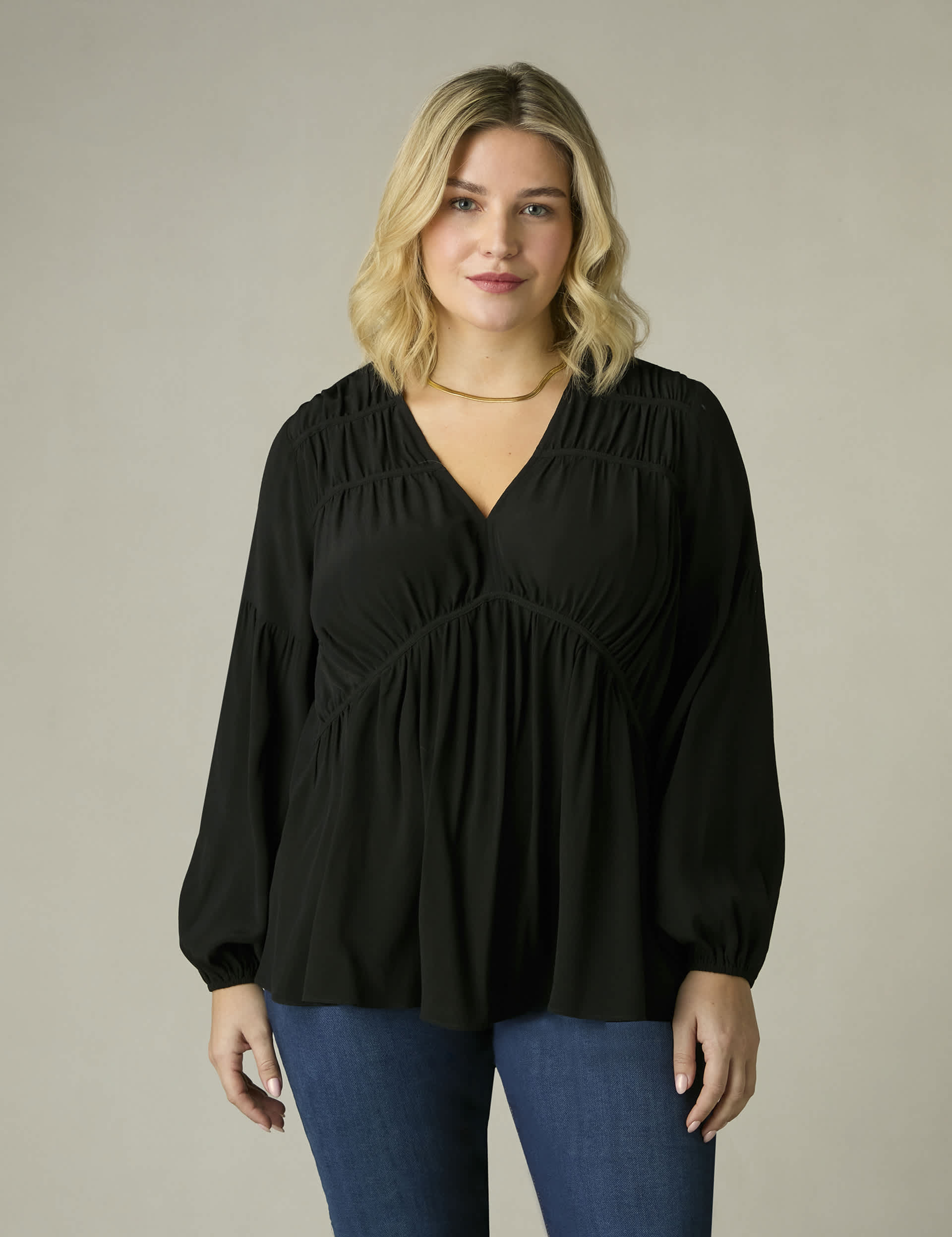 Live Unlimited London Women's V-Neck Blouse - 12 - Black, Black