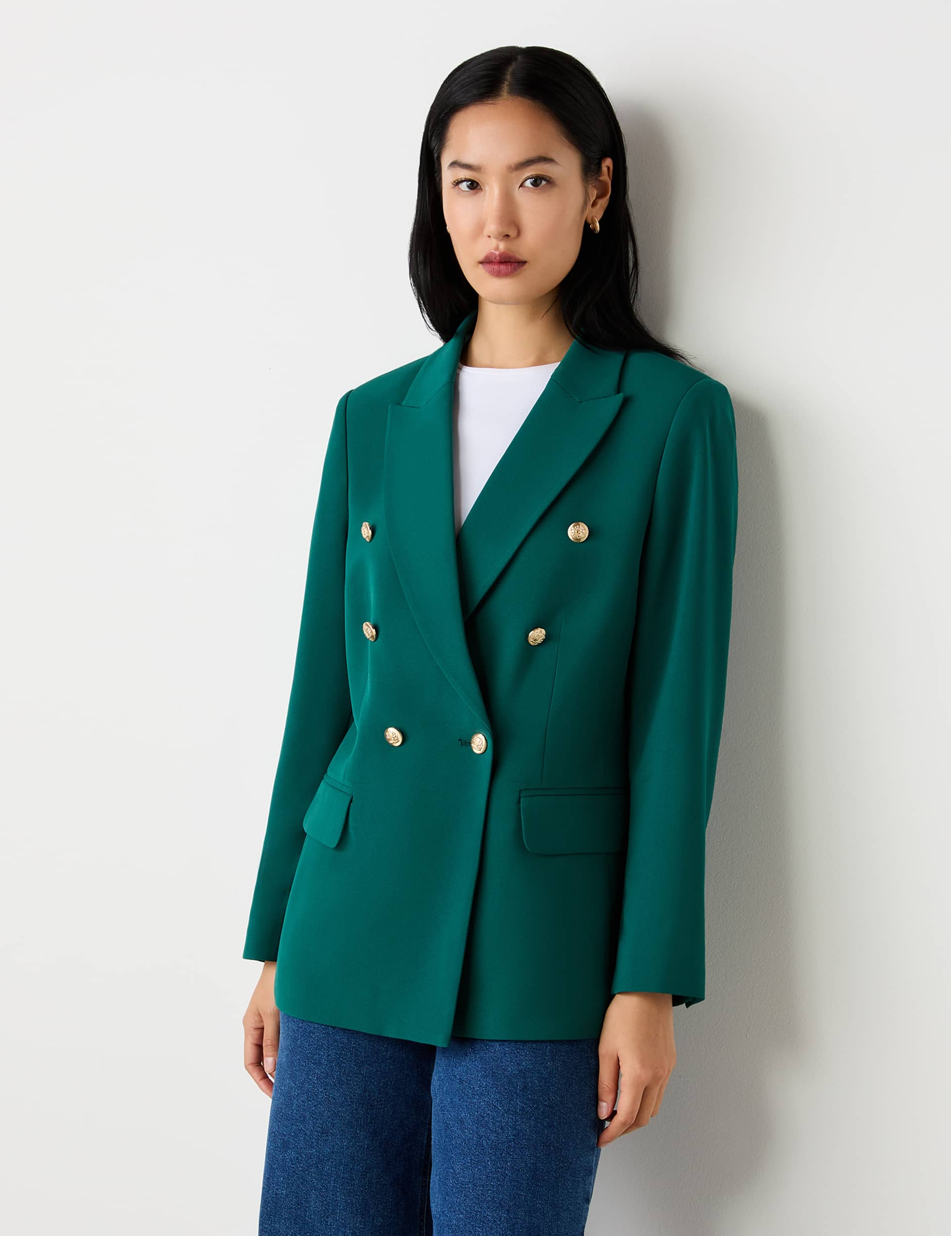 Finery London Women's Collared Blazer - 14 - Green, Black,Navy,Green