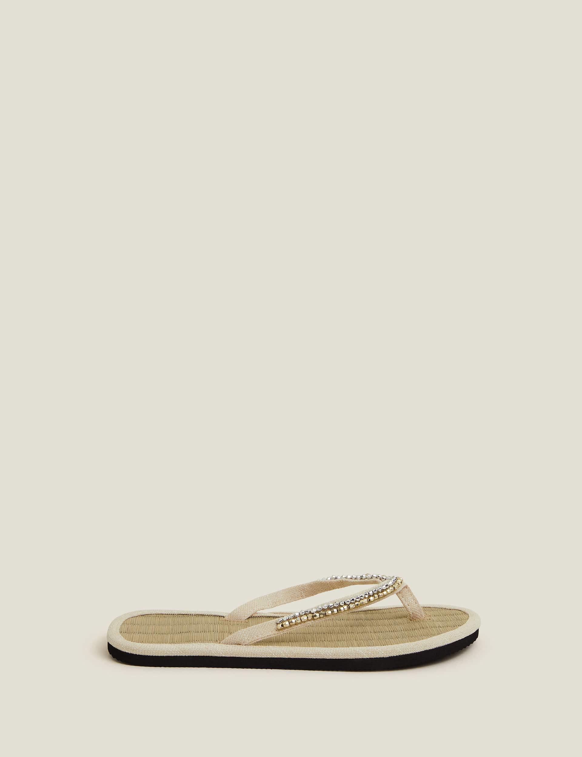 Accessorize Women's Flat Flip Flops - M - Natural, Natural