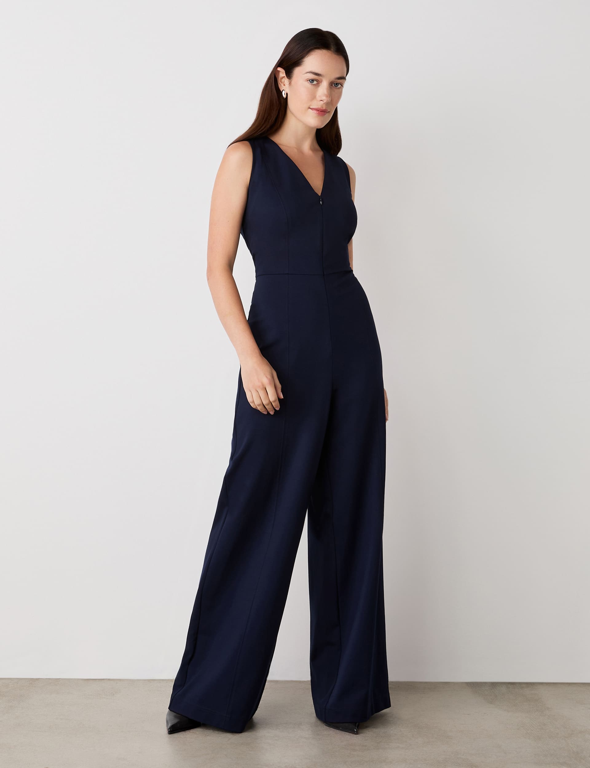 Finery London Women's Ponte Jersey Sleeveless Wide Leg Jumpsuit - 16 - Navy, Navy