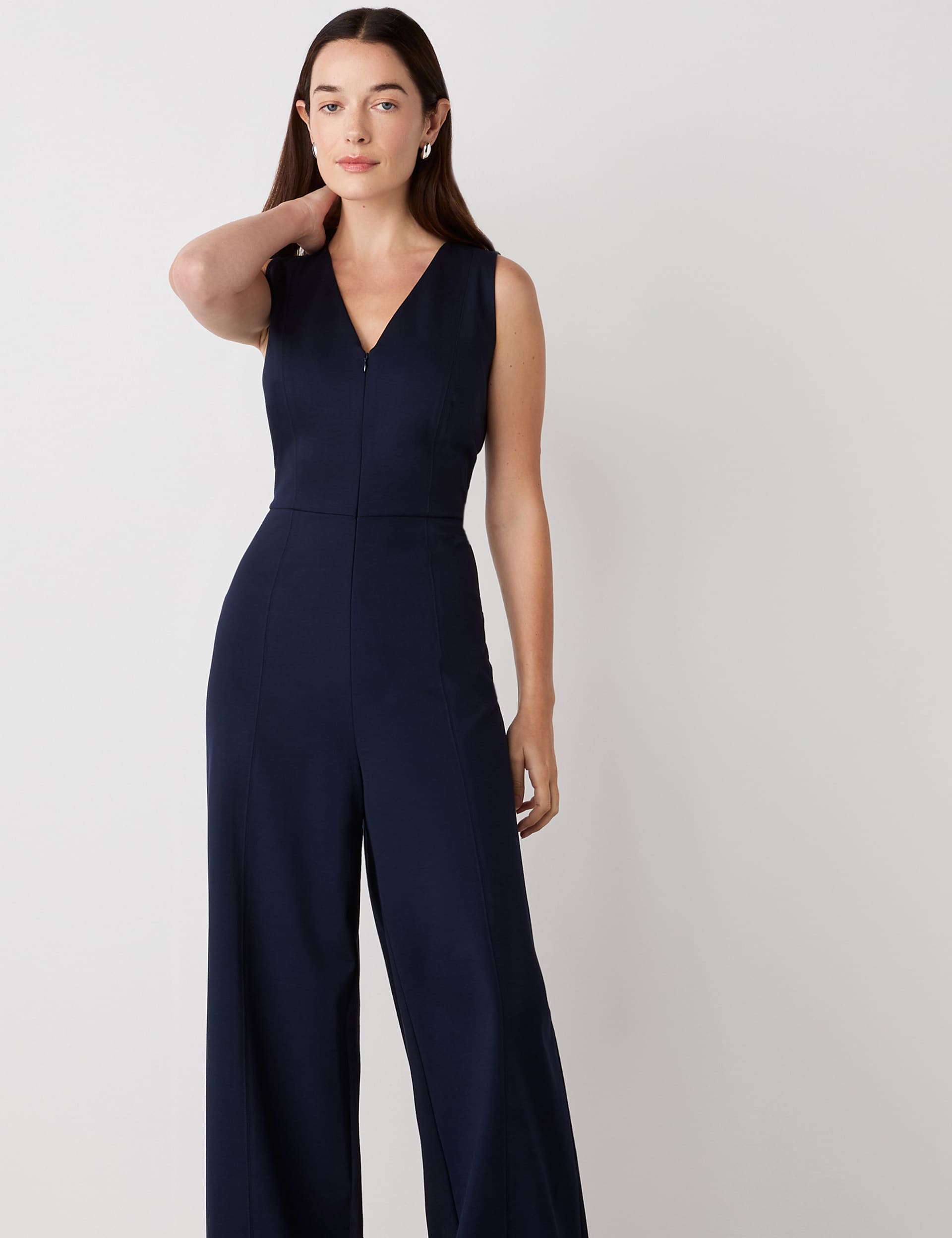 Finery London Women's Ponte Jersey Sleeveless Wide Leg Jumpsuit - 16 - Navy, Green,Navy