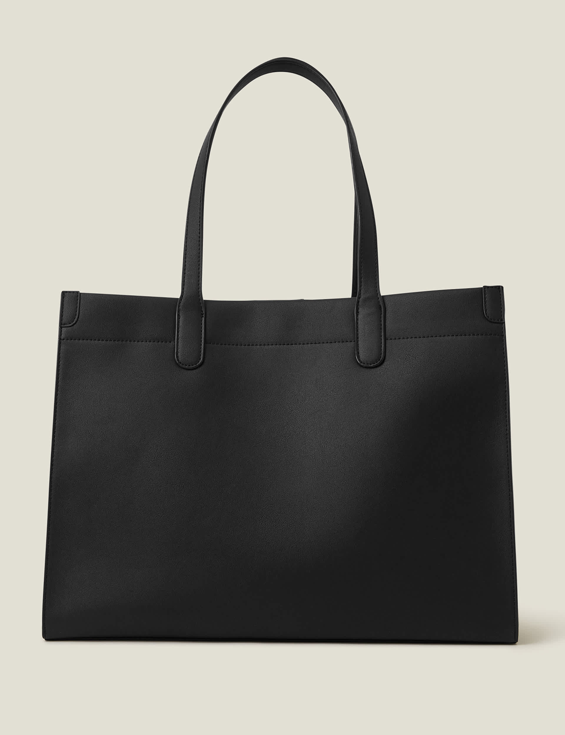 Accessorize Women's Faux Leather Tote Bag - Black, Black