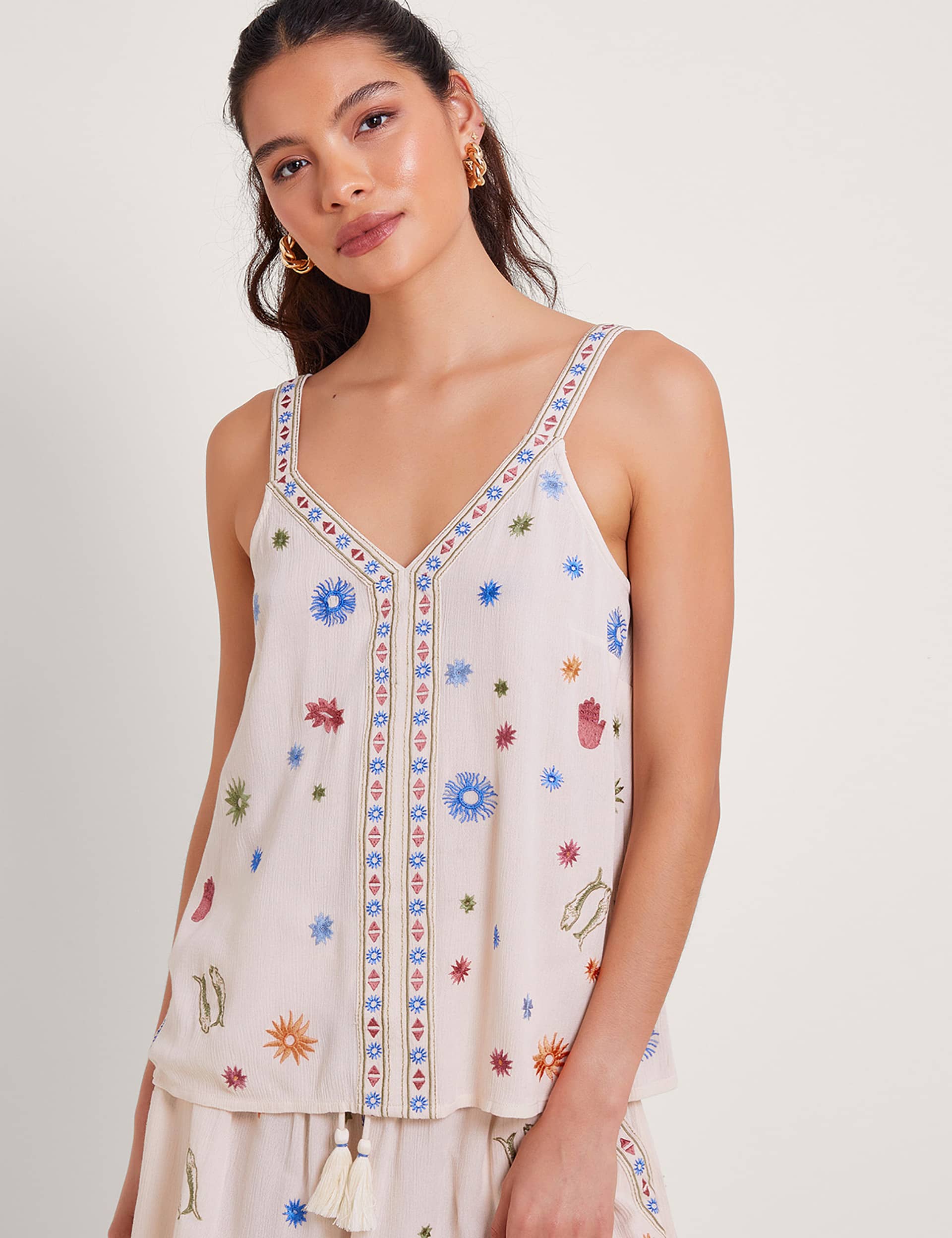 Monsoon Women's Embroidered V-Neck Cami Top