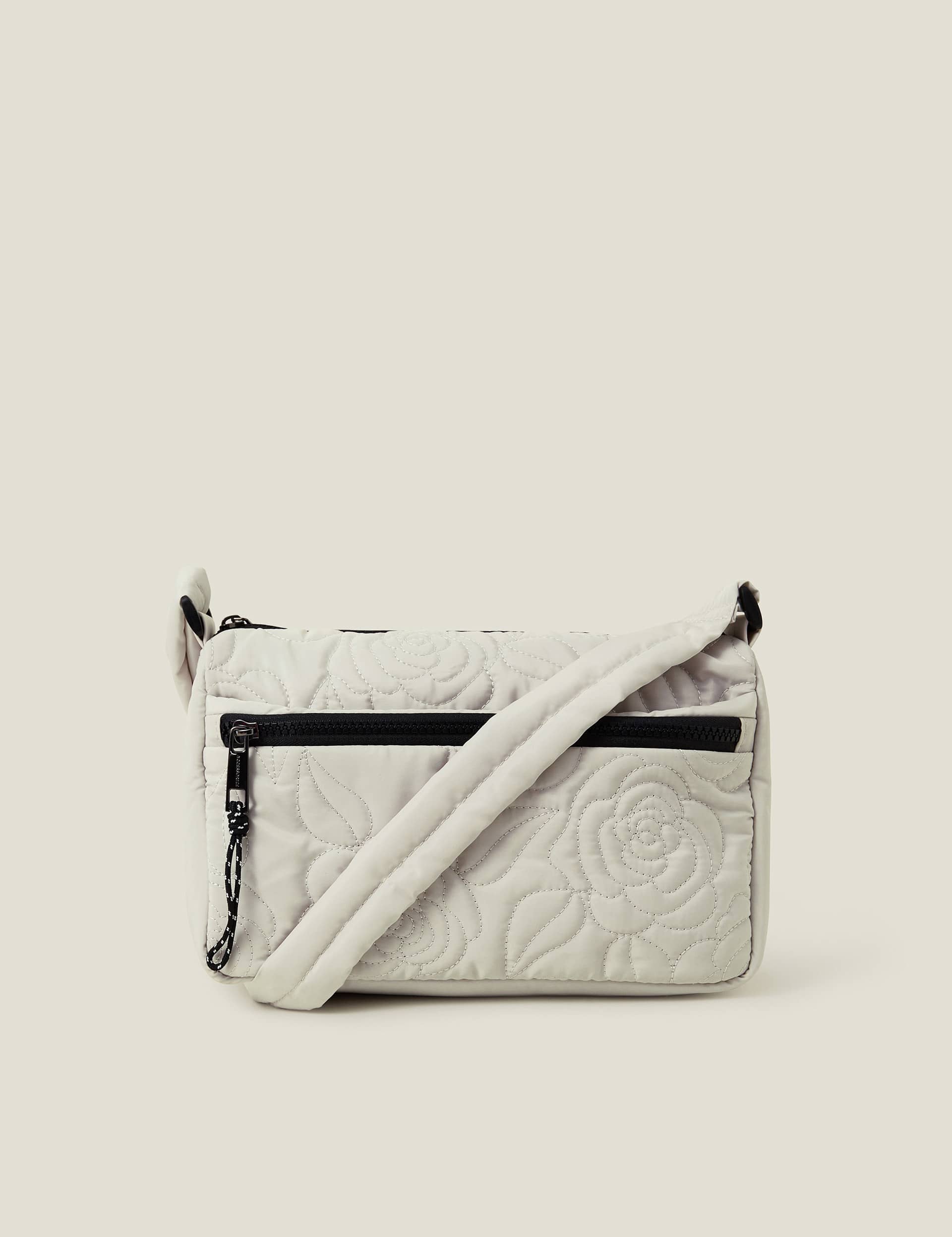 Accessorize Women's Nylon Floral Quilted Camera Bag - Cream, Cream