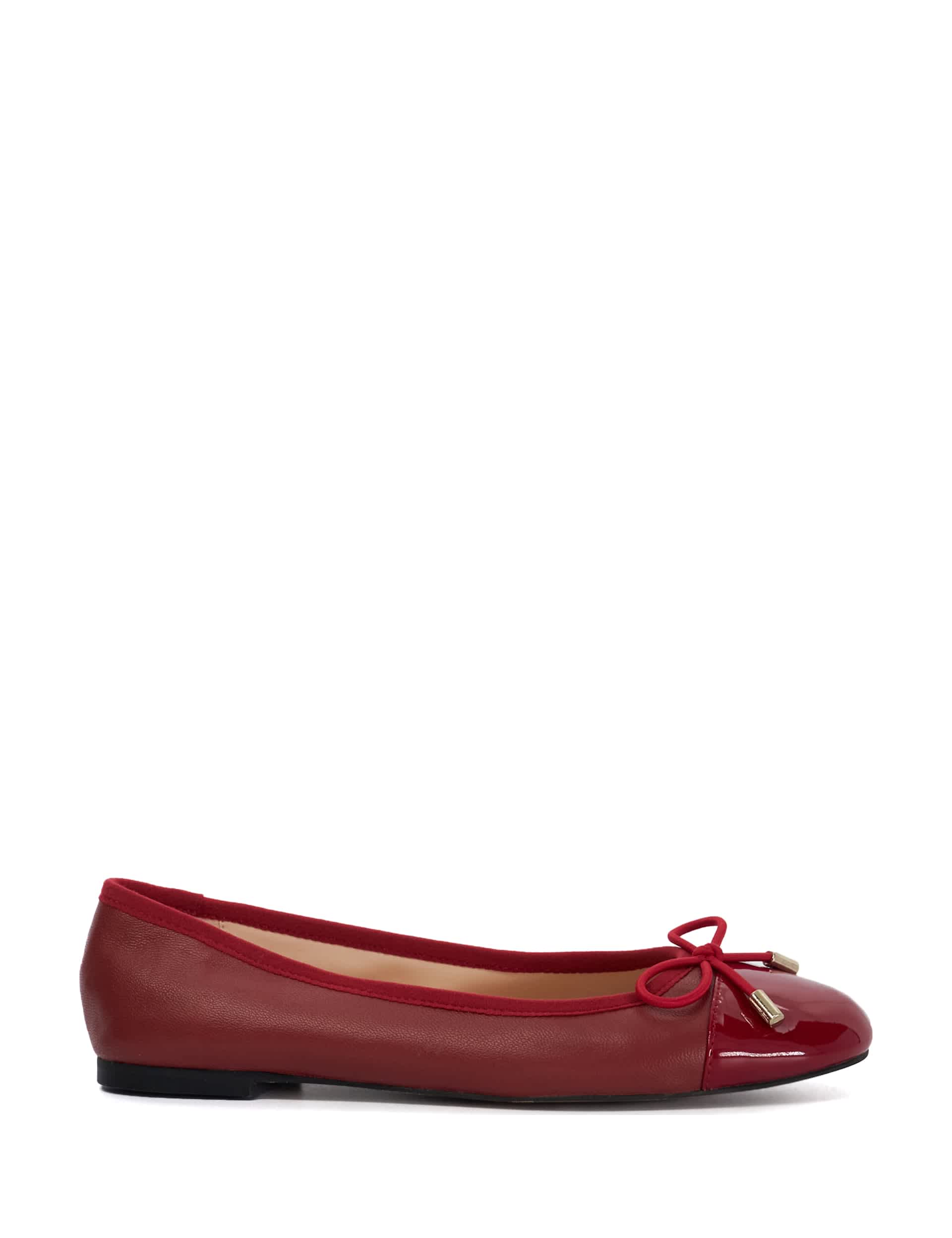 Dune London Women's Leather Flat Ballet Pumps - 6 - Dark Red, Camel,Black,Dark Red