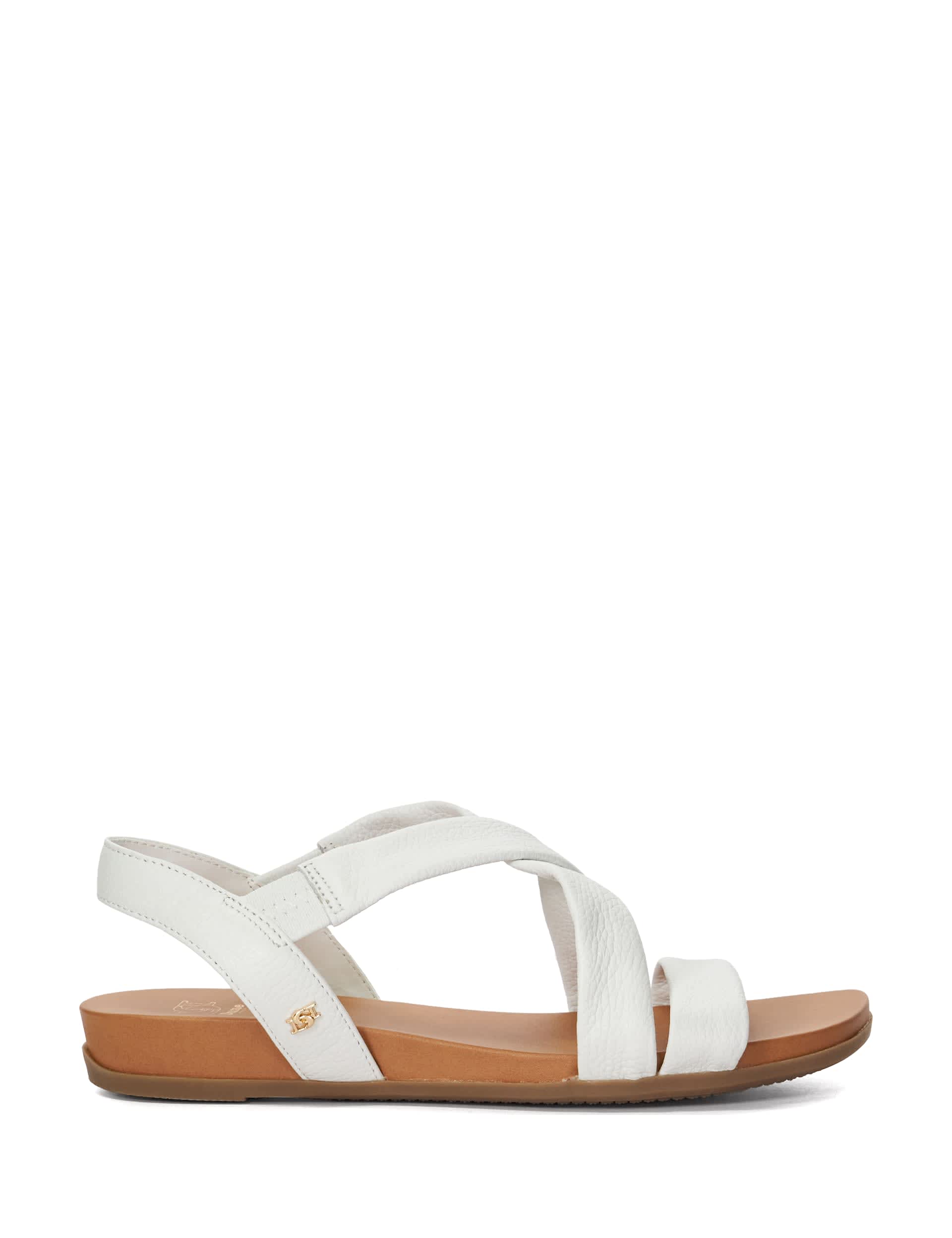 Dune London Women's Leather Flat Sandals - 6 - White, White,Camel