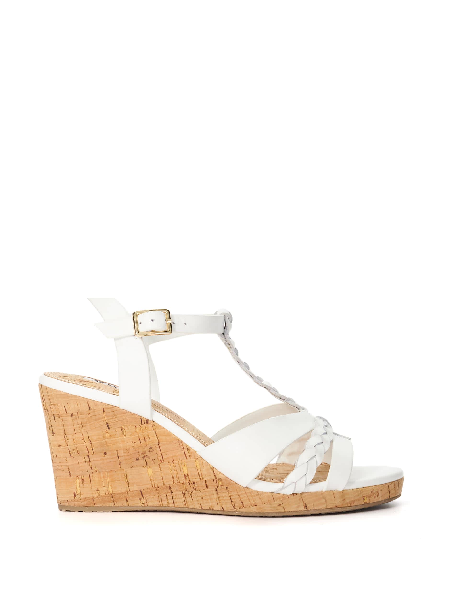 Dune London Women's Wide Fit Leather Wedge Sandals - 3 - White, White