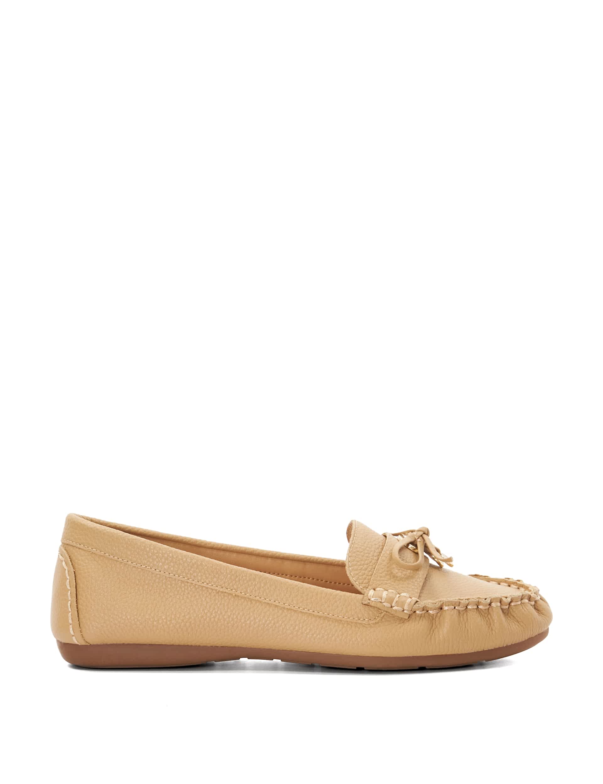 Dune London Women's Leather Bow Flat Slip On Pumps - 6 - Camel, Camel,Lemon