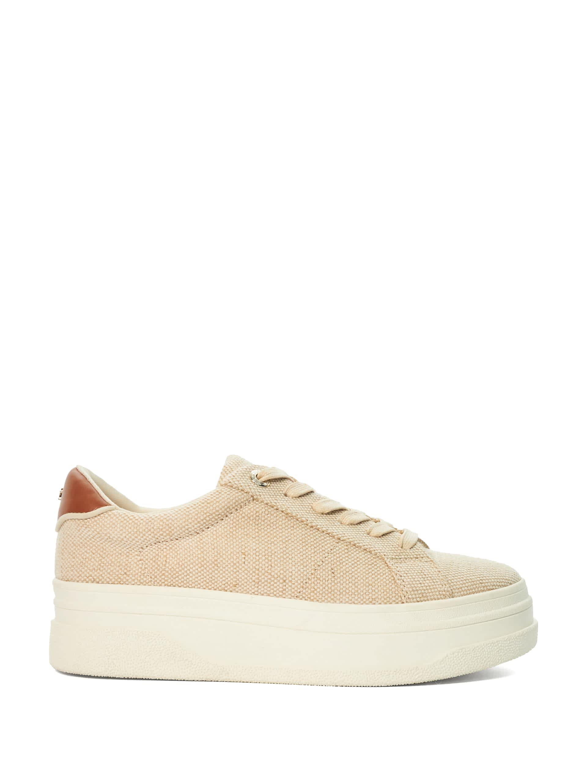 Dune London Women's Lace Up Flatform Trainers - 5 - Beige, Beige