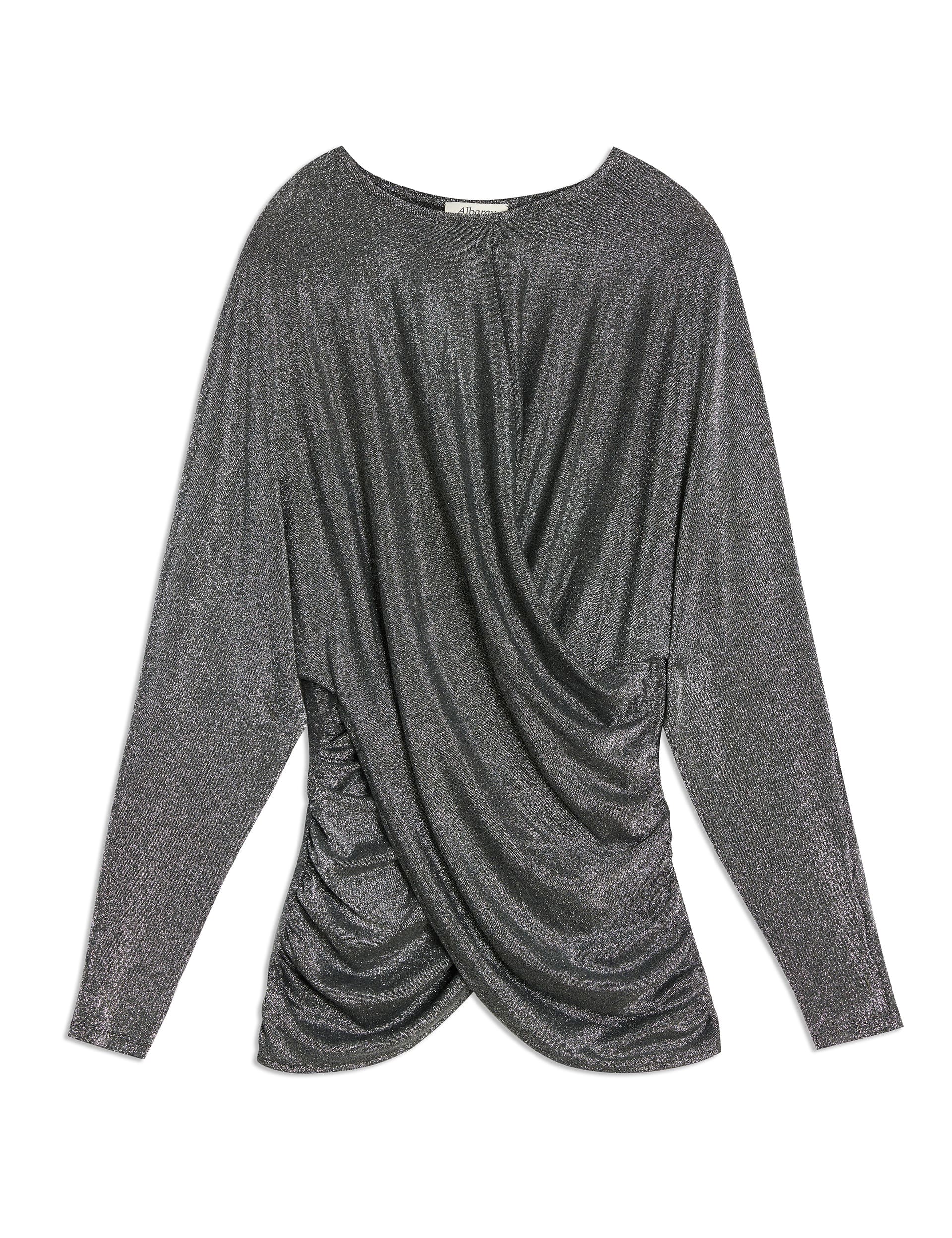 Albaray Women's Sparkly Draped Top - 8 - Silver, Silver