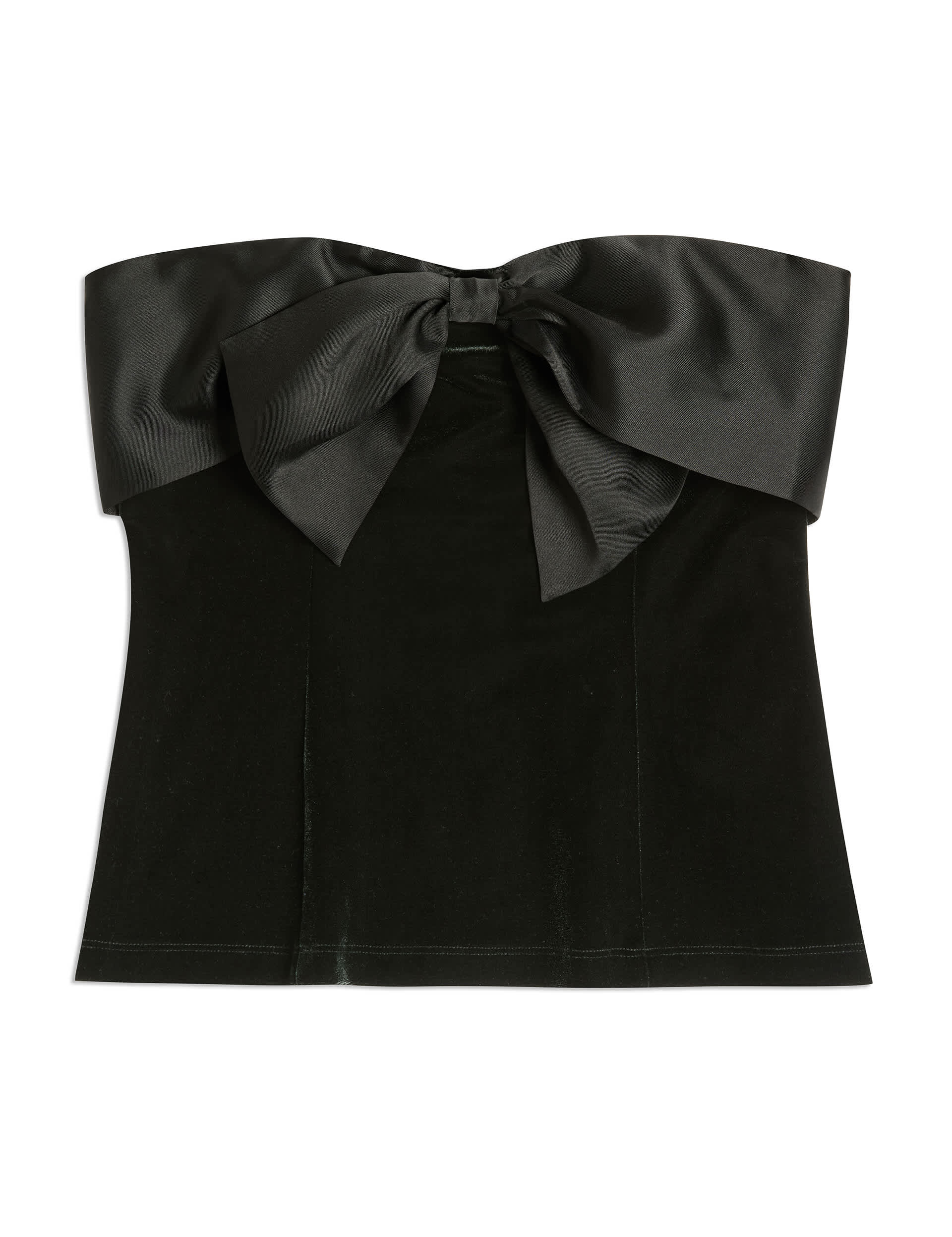 Albaray Women's Velvet Satin Bow Bandeau Top - 12 - Black, Black