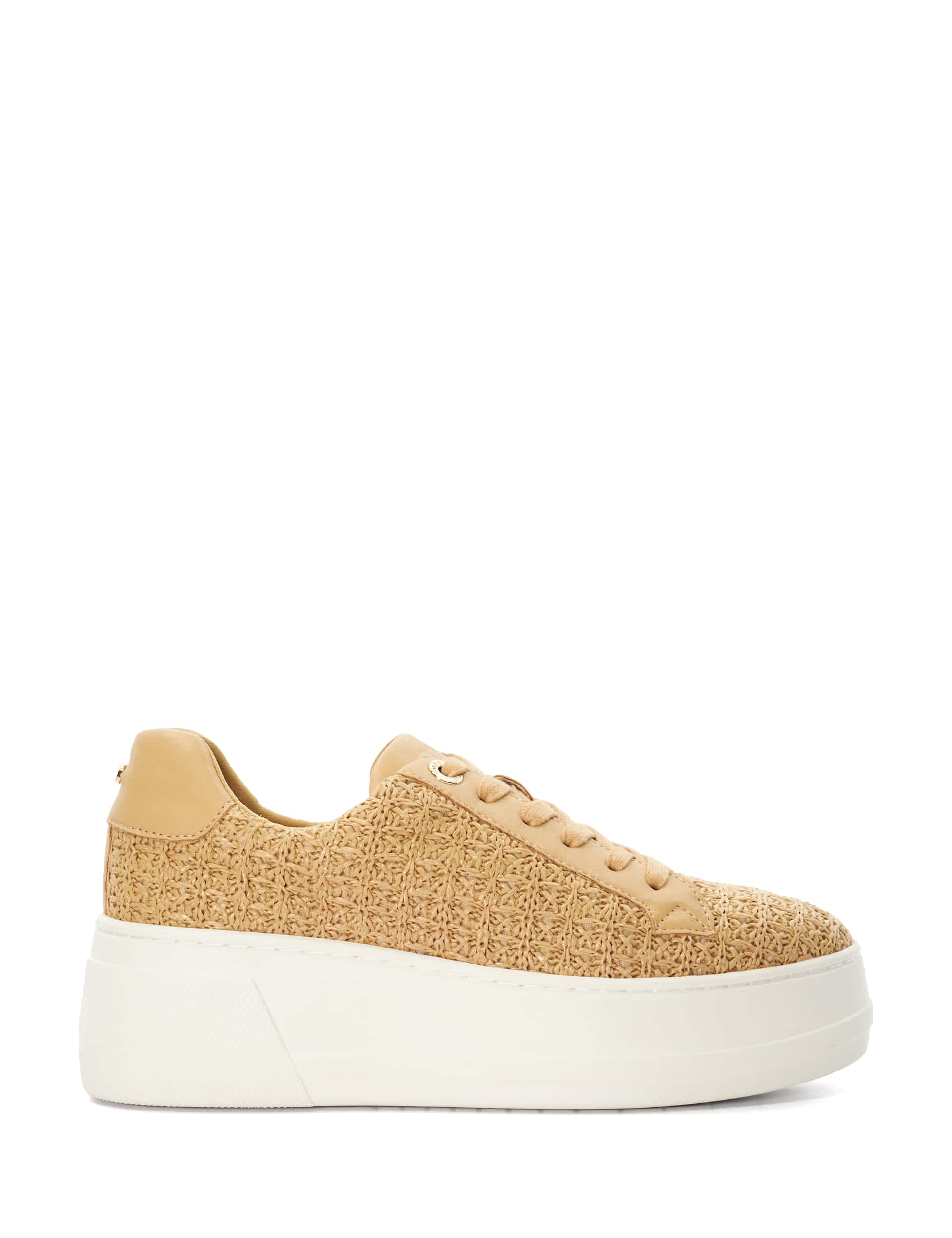 Dune London Women's Lace Up Textured Platform Trainers - 5 - Natural, Natural,Black