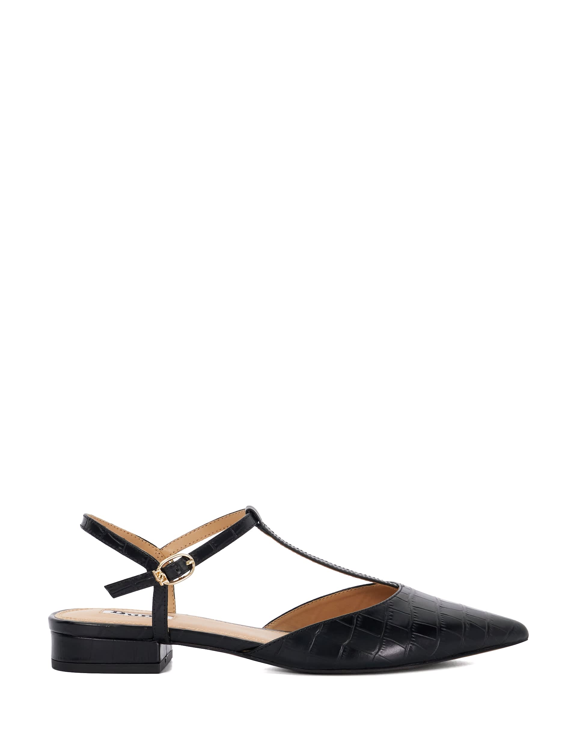 Dune London Women's Leather Ankle Strap Flat Pointed Shoes - 5 - Black, Black